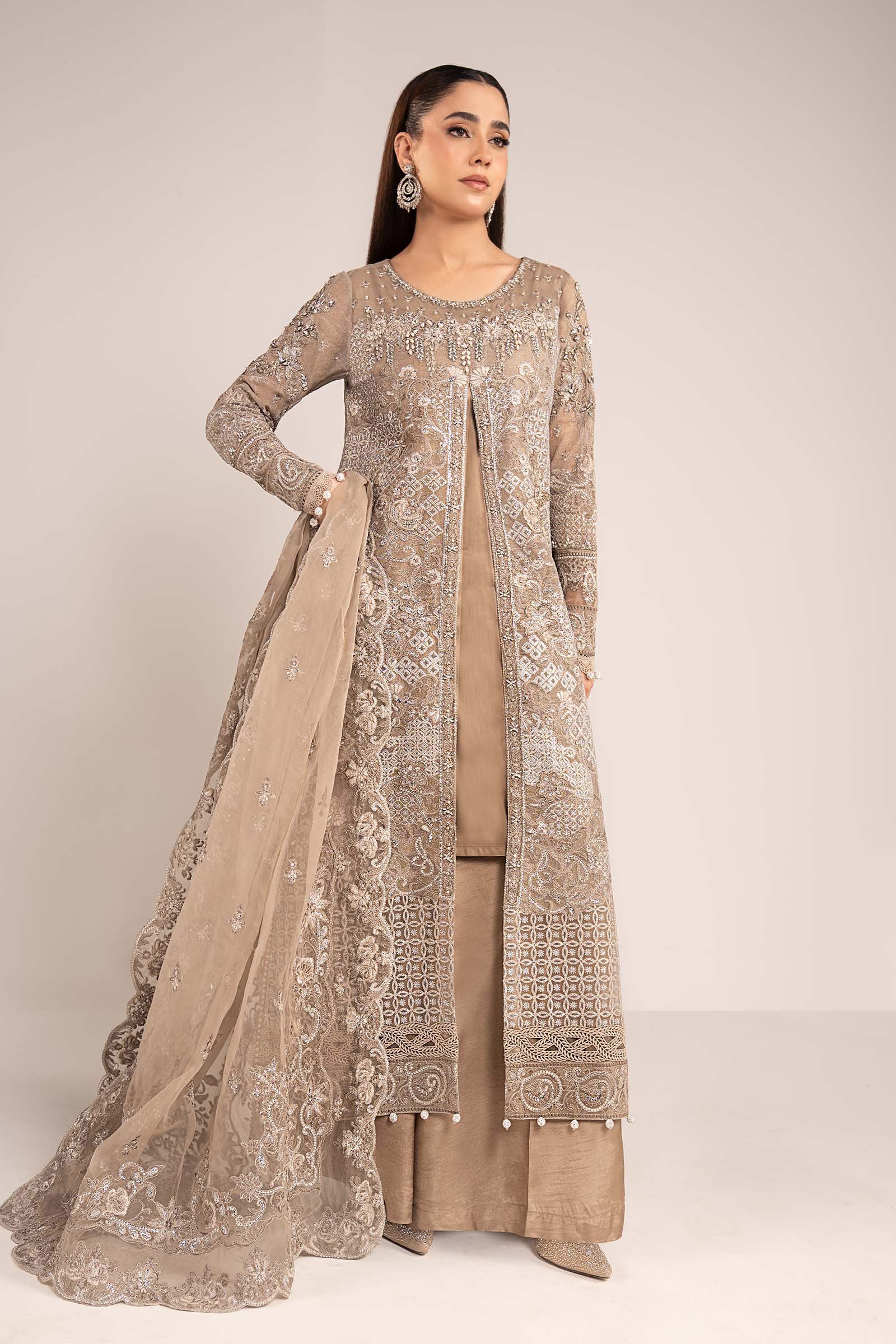 3 Piece Embroidered Net Suit