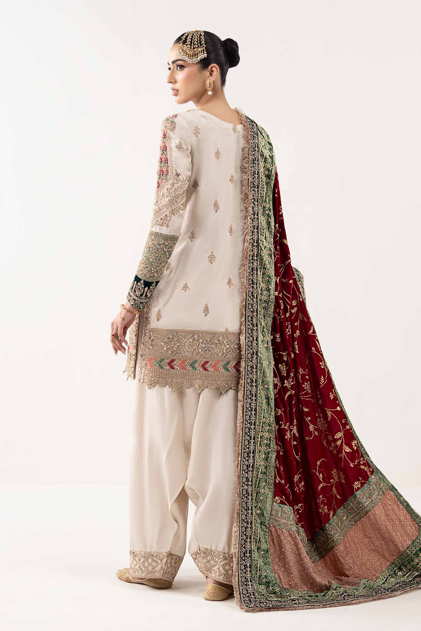 3 Piece Embroidered Raw Silk Suit