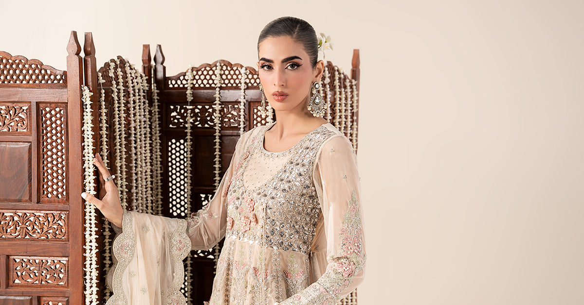 3 Piece Embroidered Net Suit