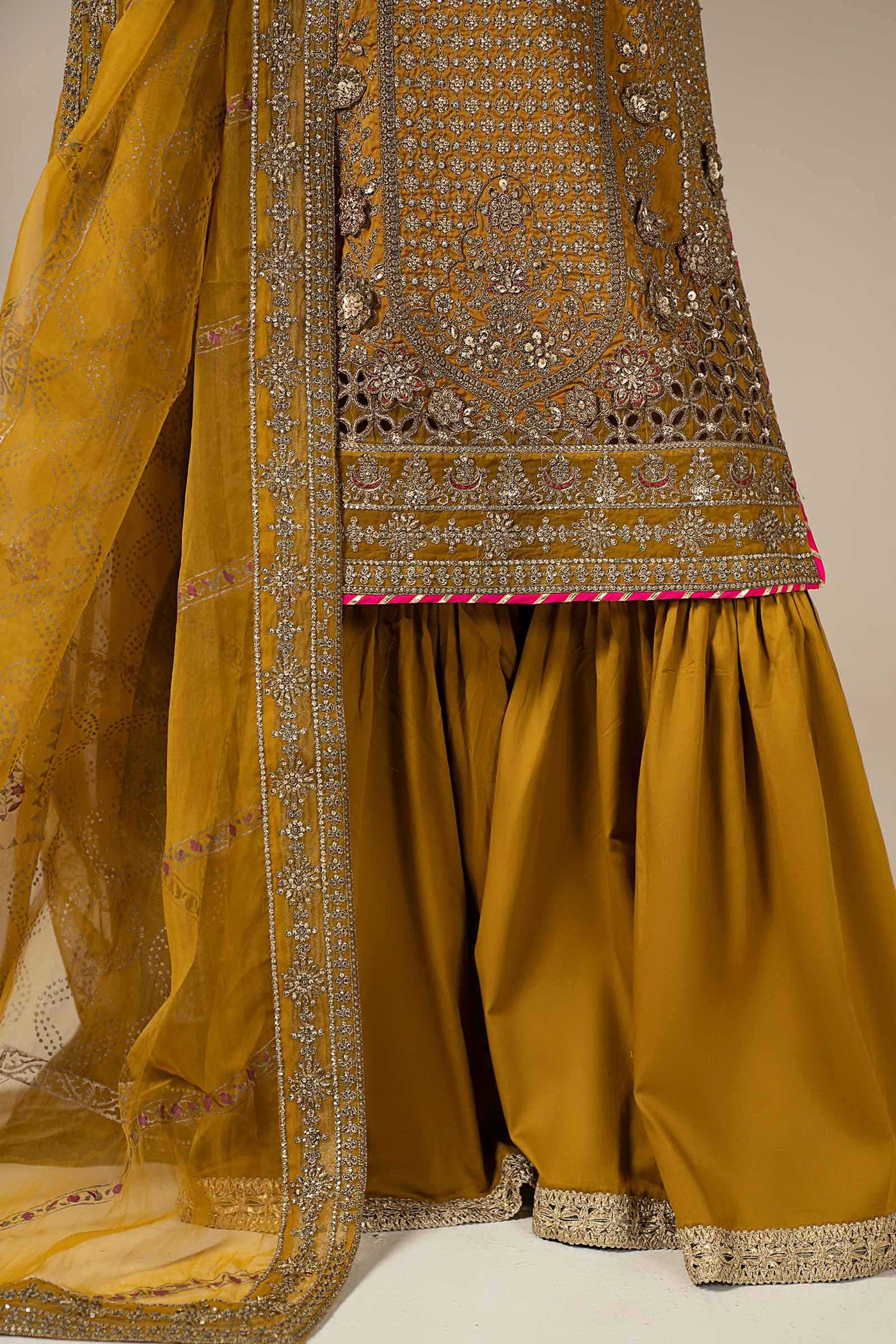 3 Piece Embroidered Raw Silk Suit