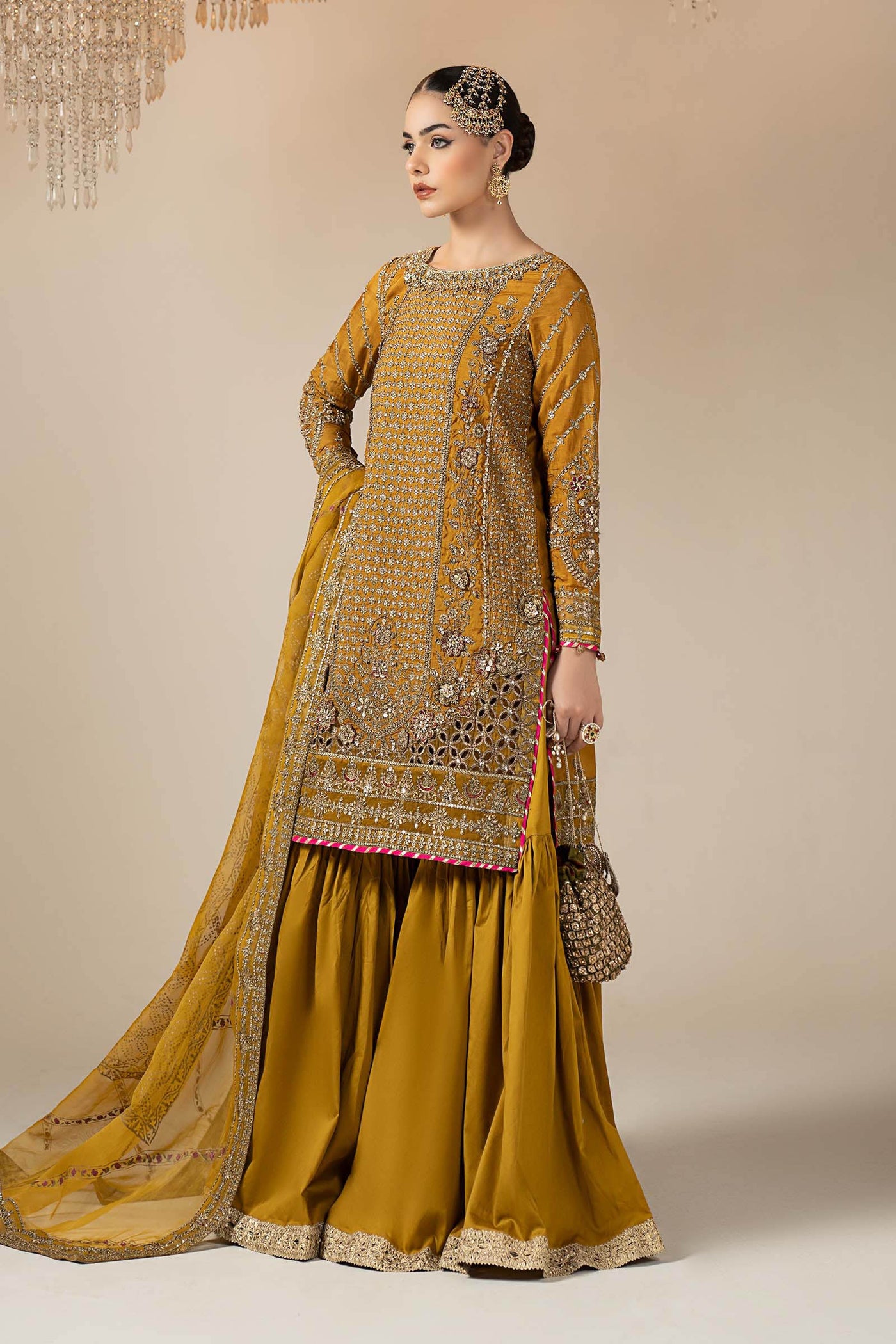 3 Piece Embroidered Raw Silk Suit