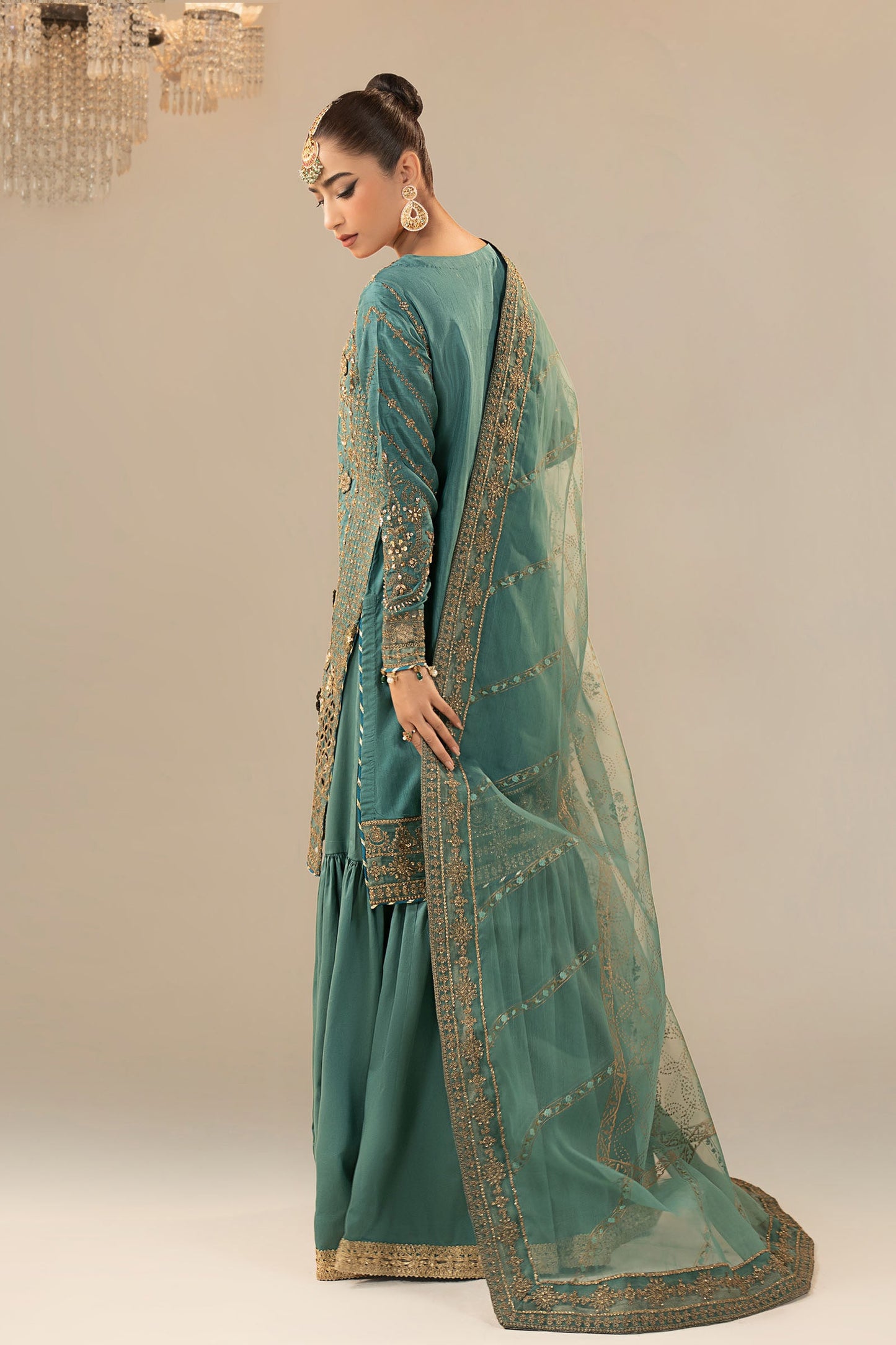 3 Piece Embroidered Raw Silk Suit