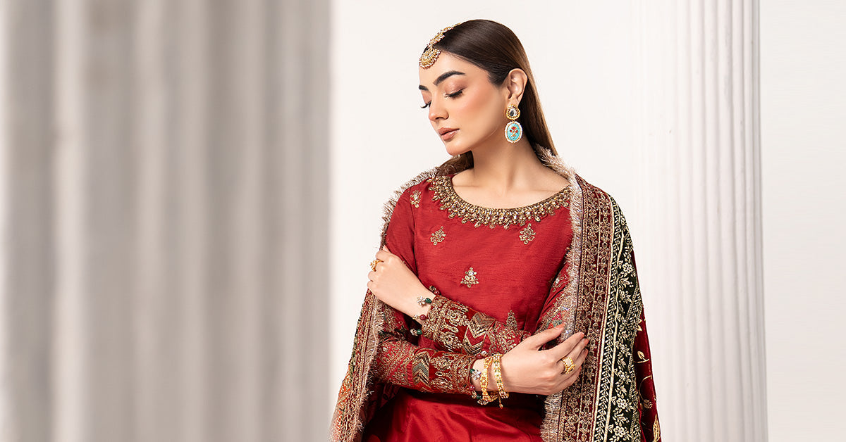 3 Piece Embroidered Raw Silk Suit