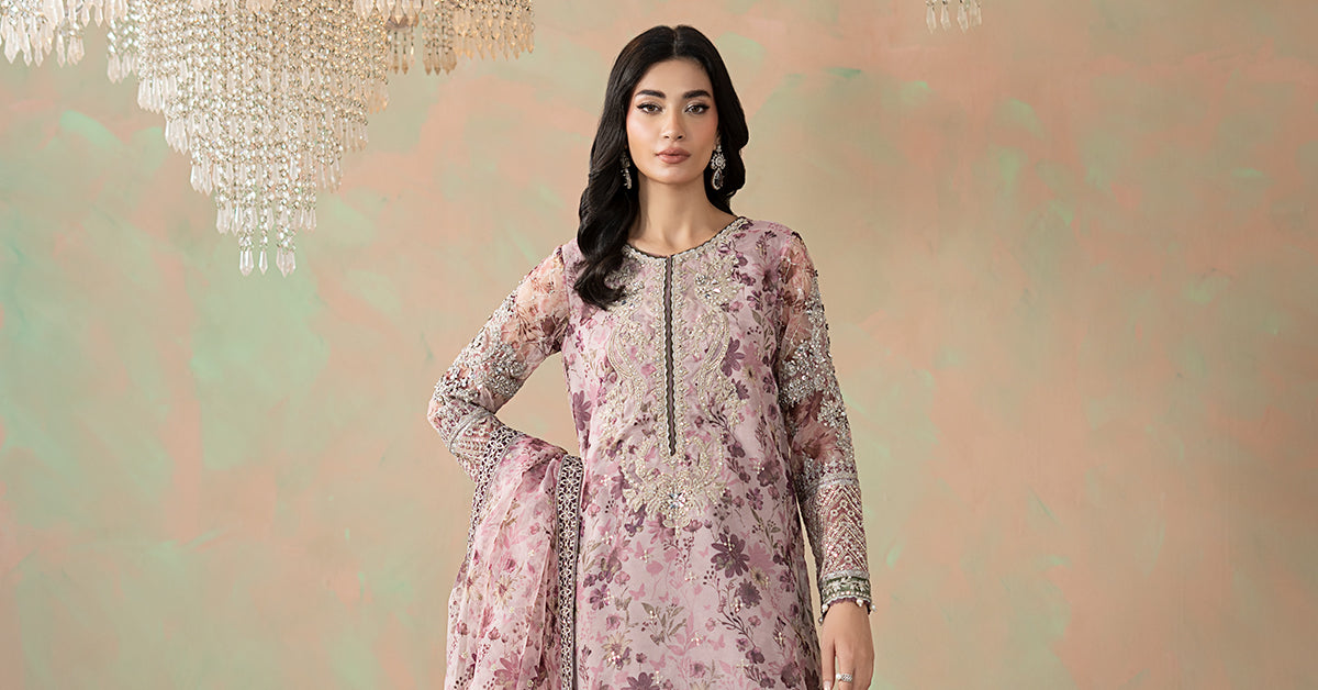 3 Piece Embroidered Organza Suit