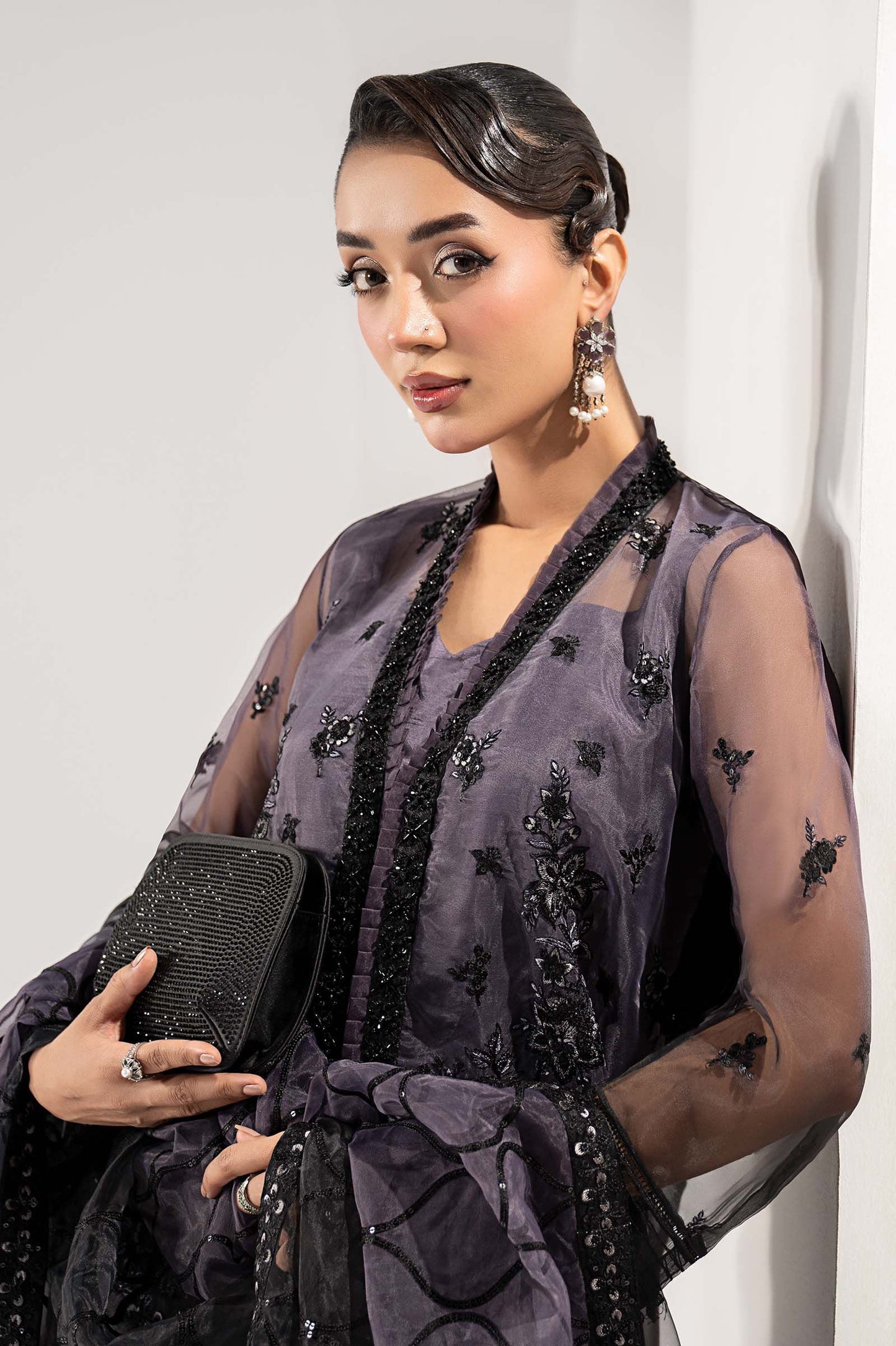 3 Piece Embroidered Organza Suit