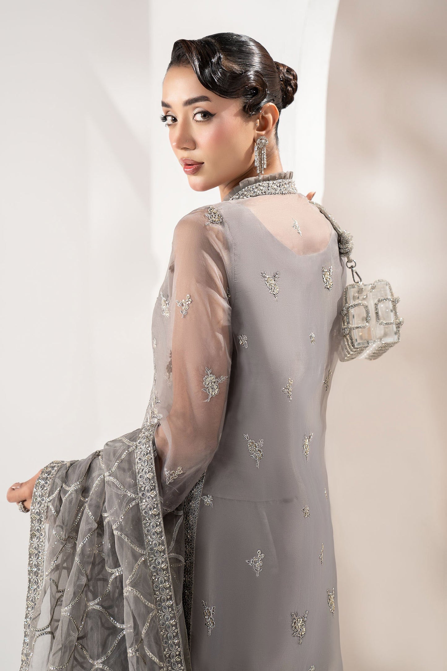 3 Piece Embroidered Organza Suit