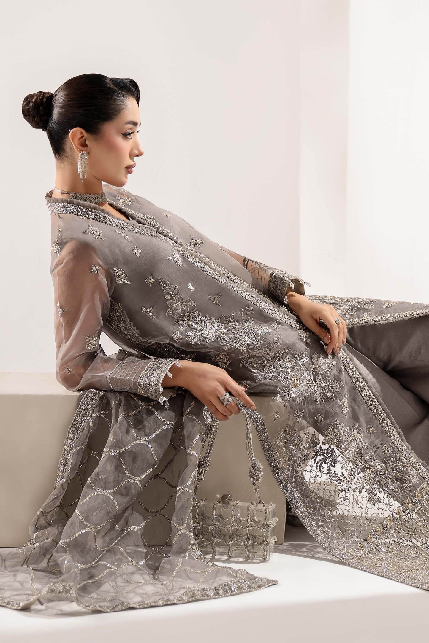 3 Piece Embroidered Organza Suit