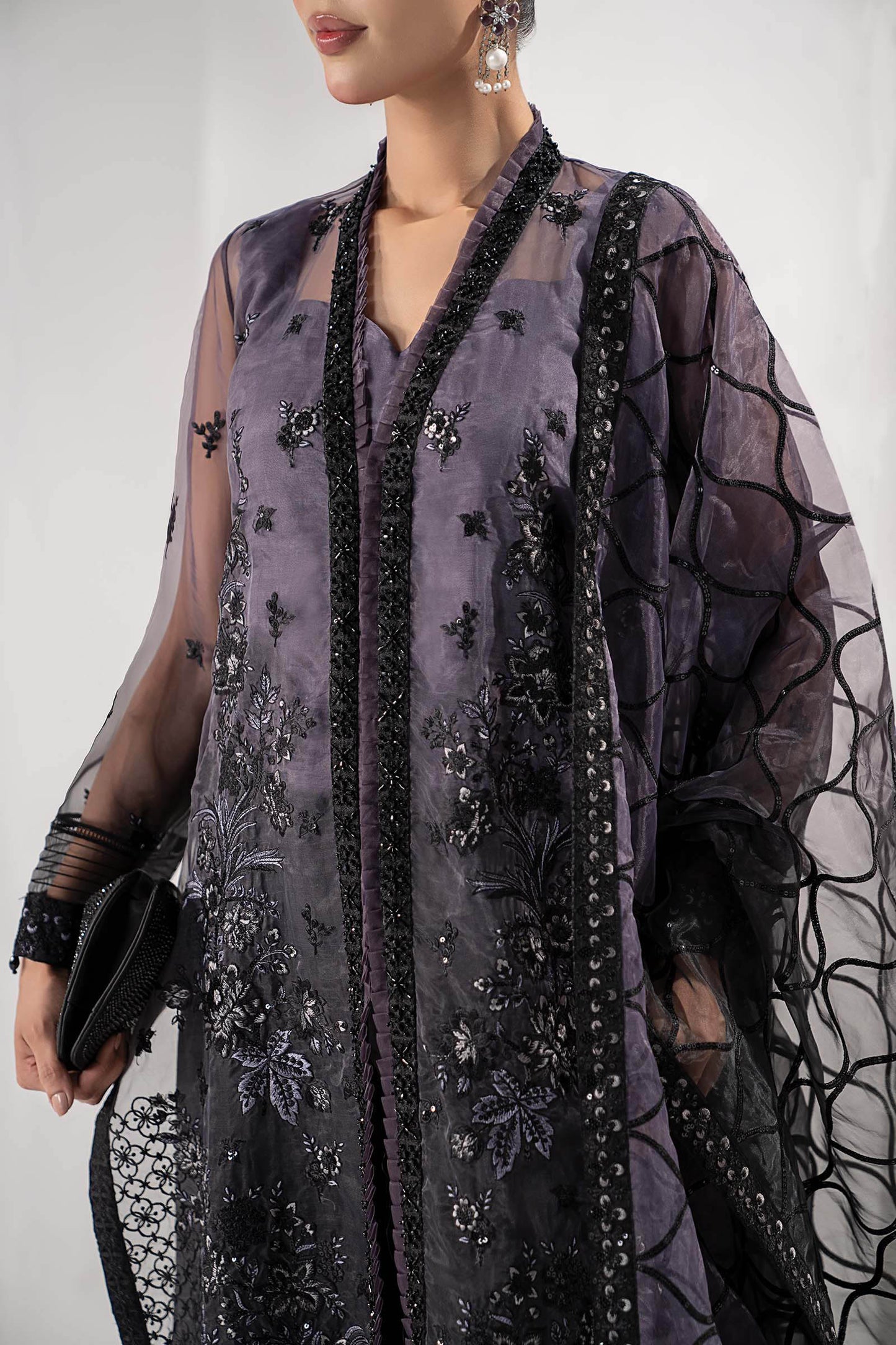 3 Piece Embroidered Organza Suit