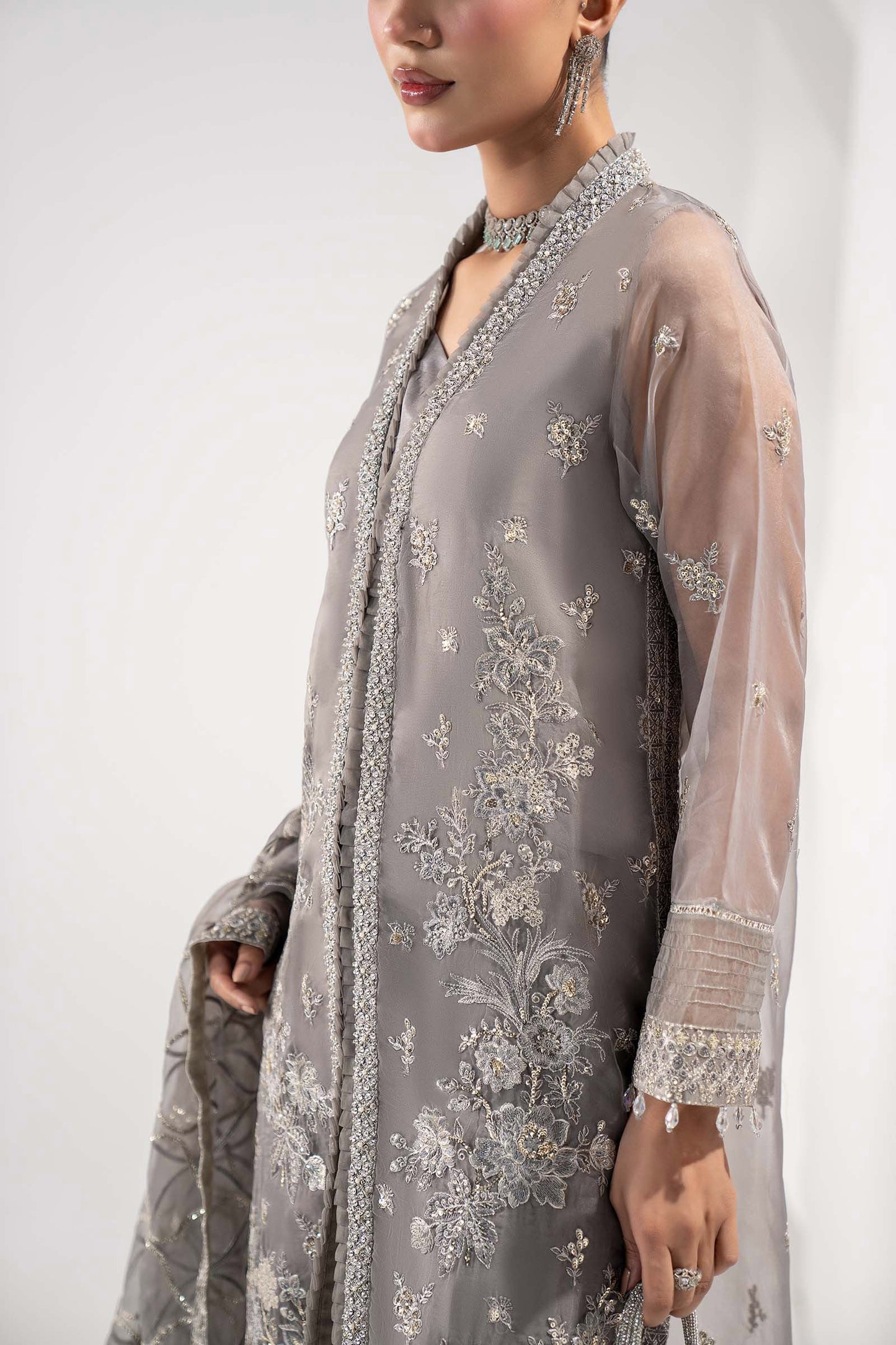 3 Piece Embroidered Organza Suit