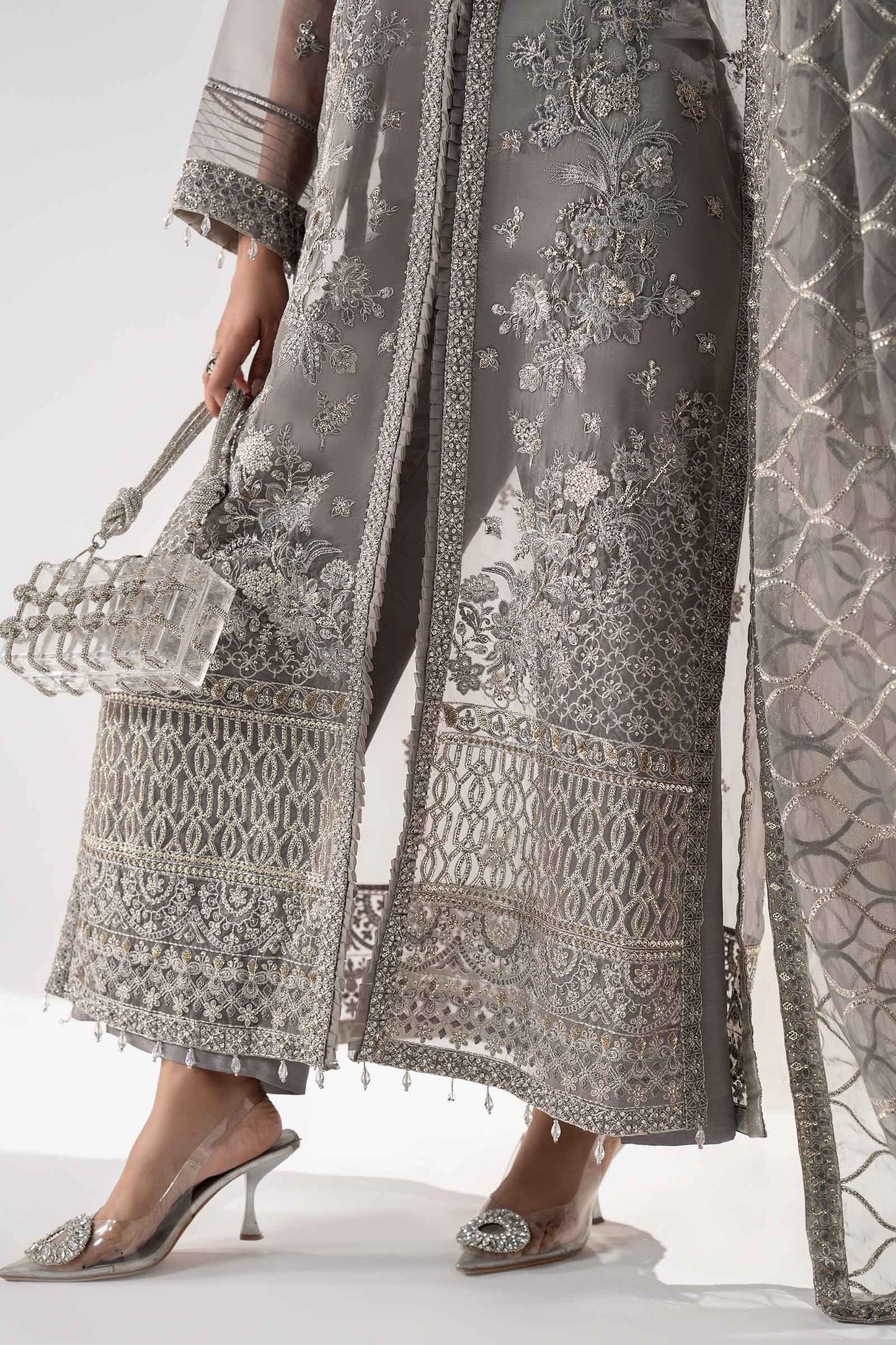 3 Piece Embroidered Organza Suit