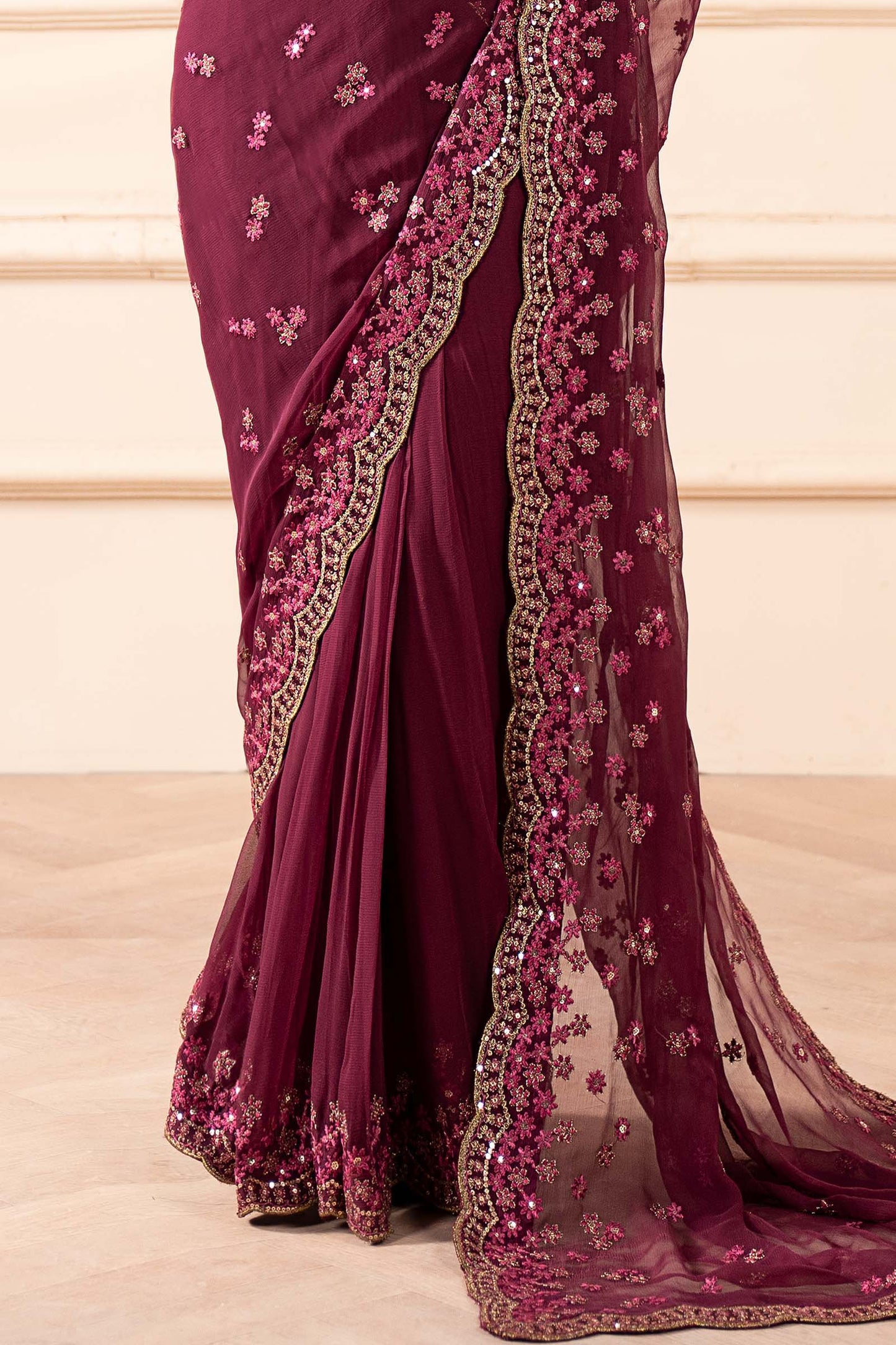 Embroidered Chiffon Saree
