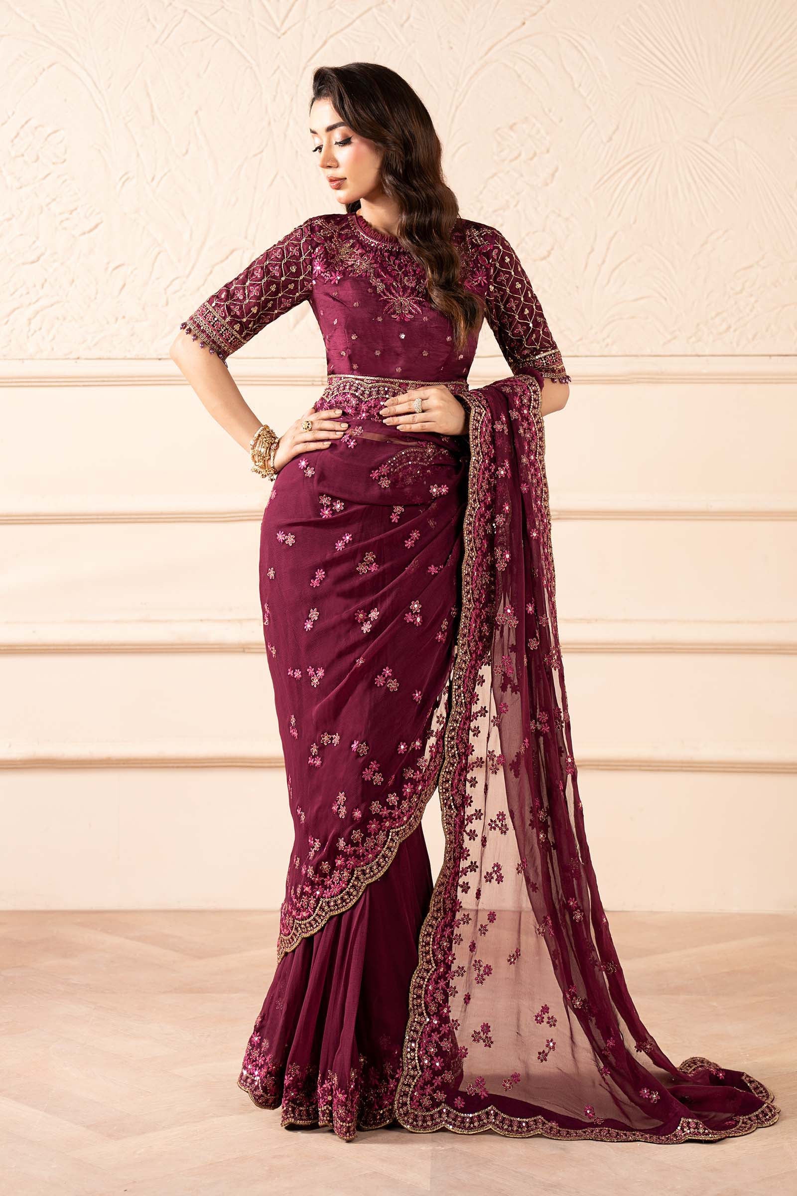 Embroidered Chiffon Saree