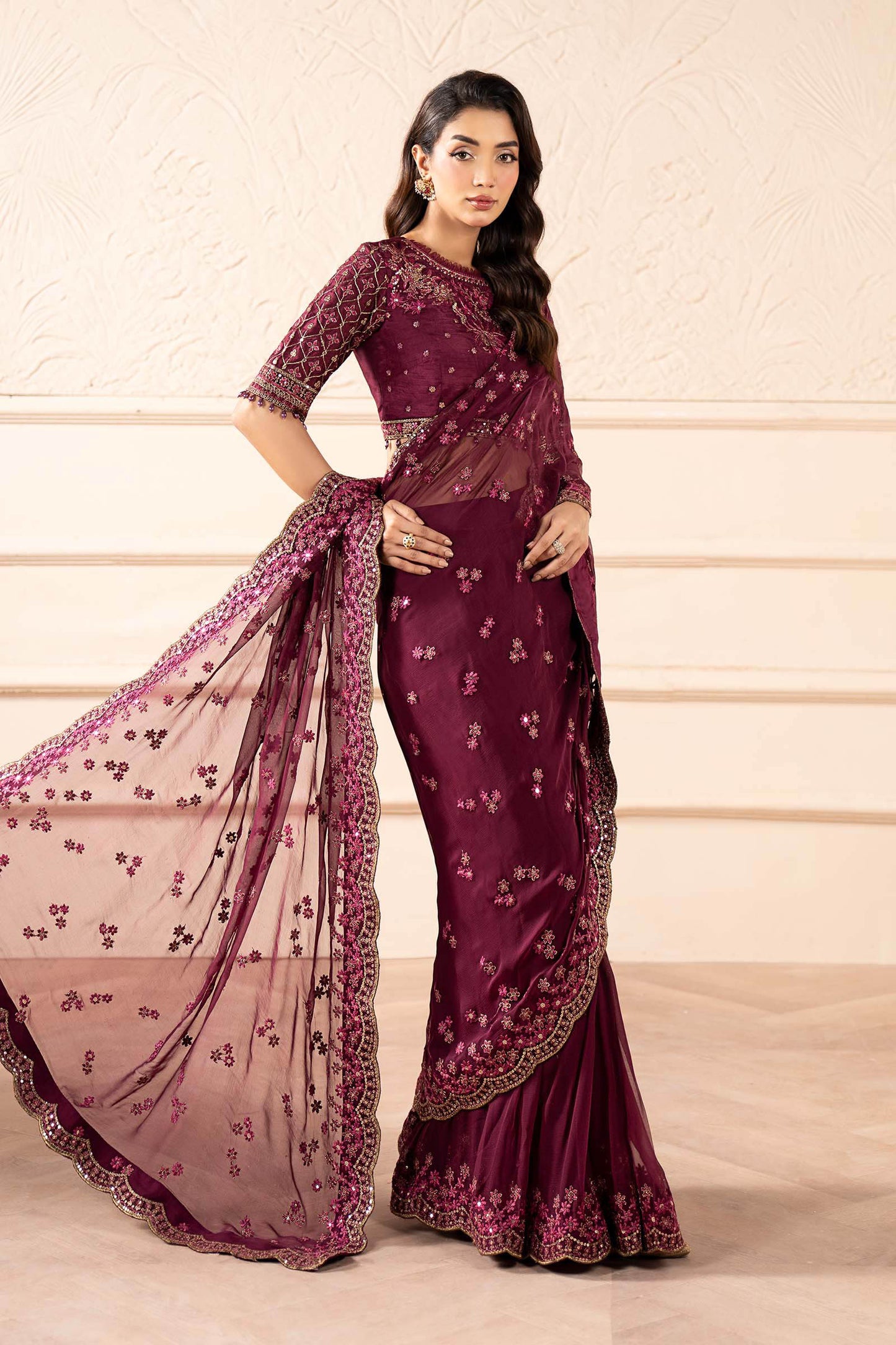 Embroidered Chiffon Saree