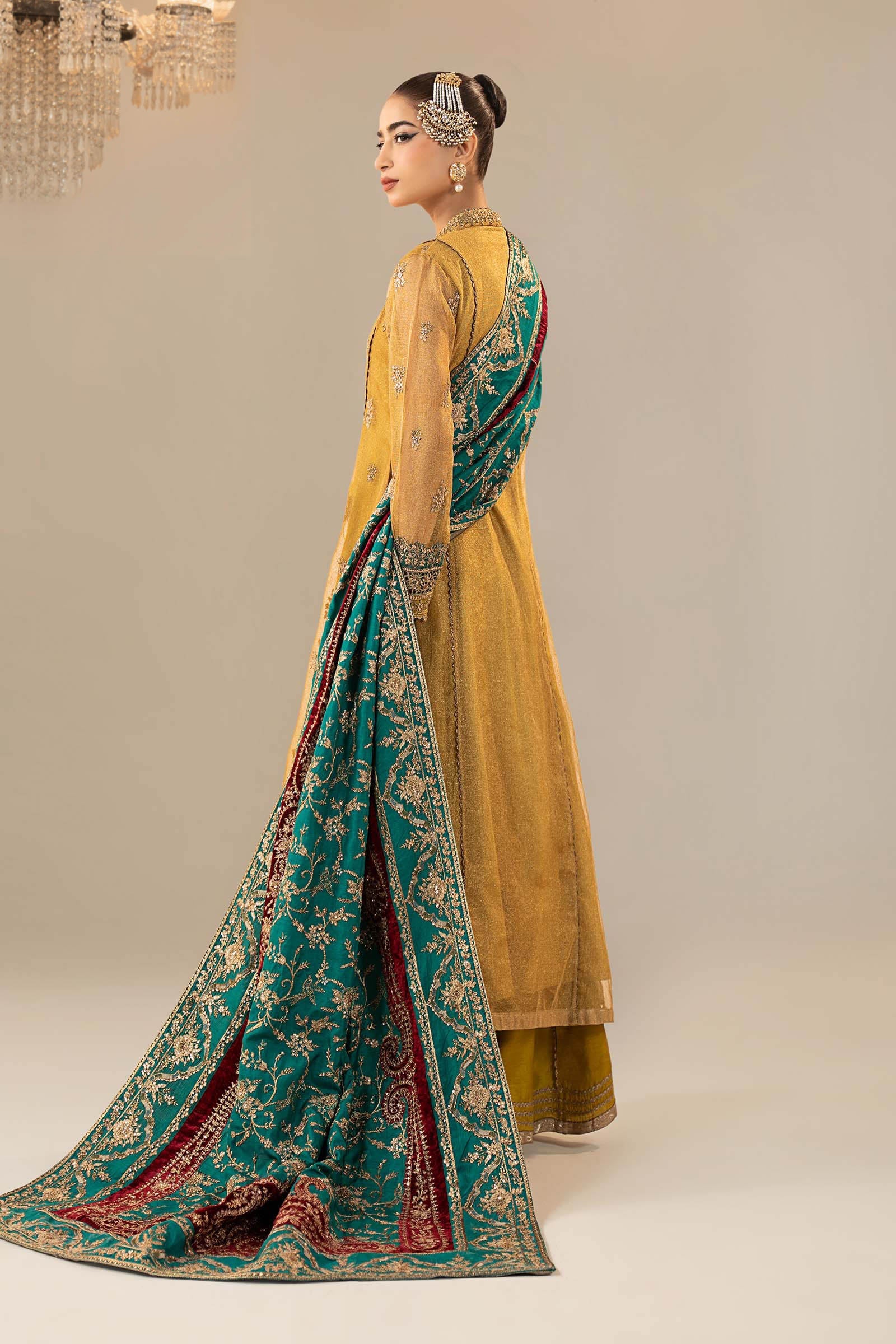 3 Piece Embroidered Zari Net Suit