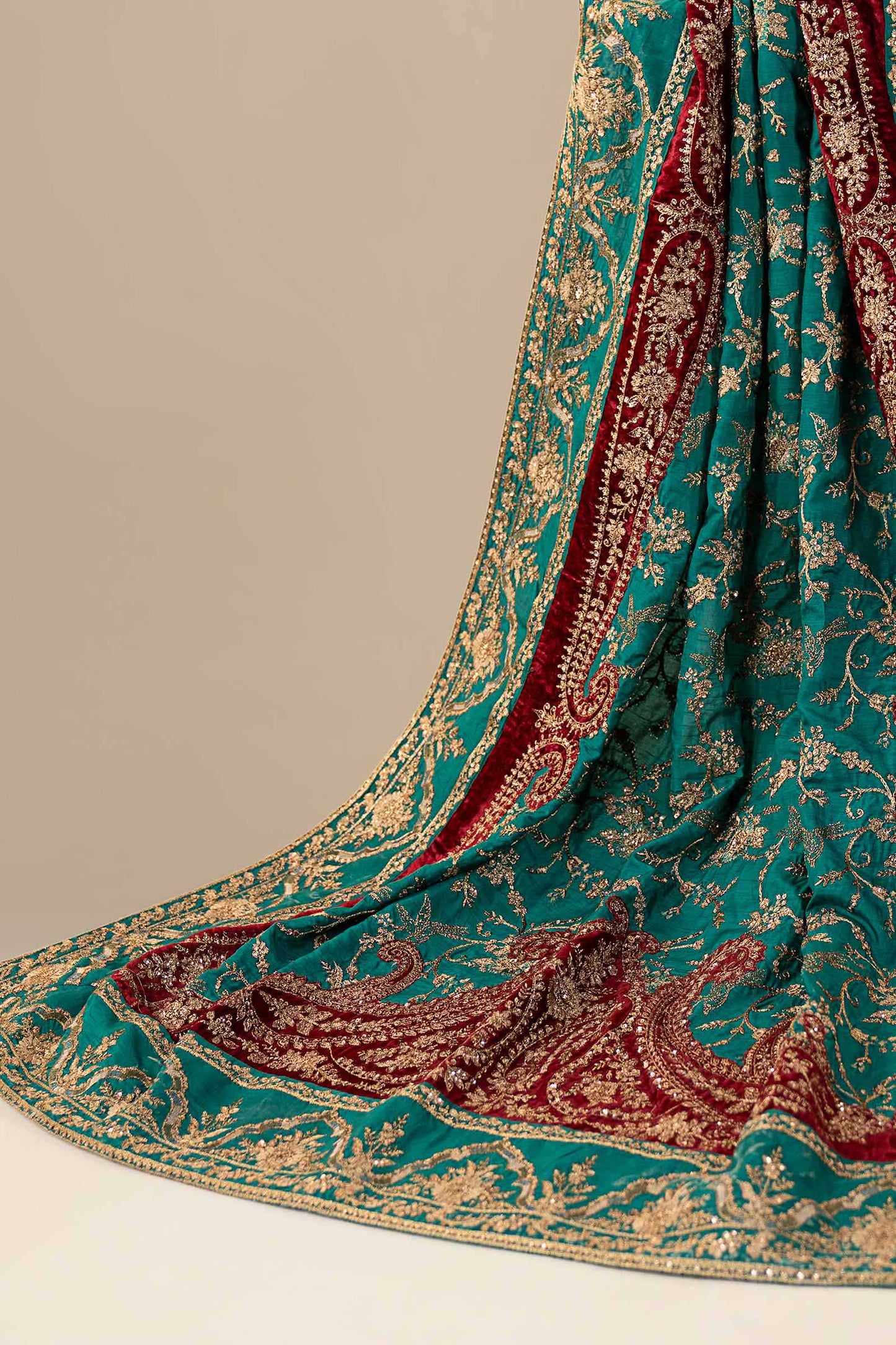 3 Piece Embroidered Zari Net Suit