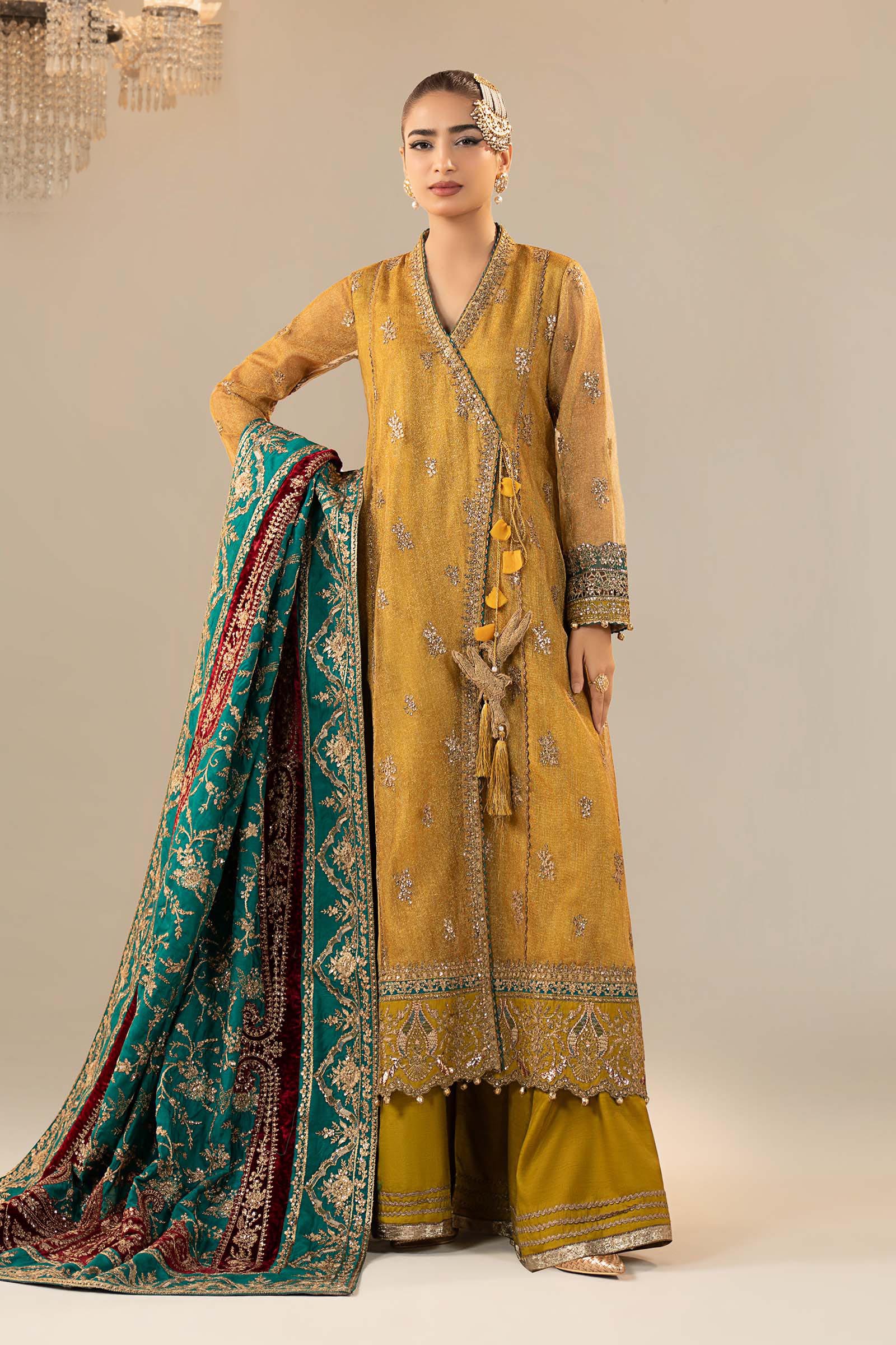 3 Piece Embroidered Zari Net Suit