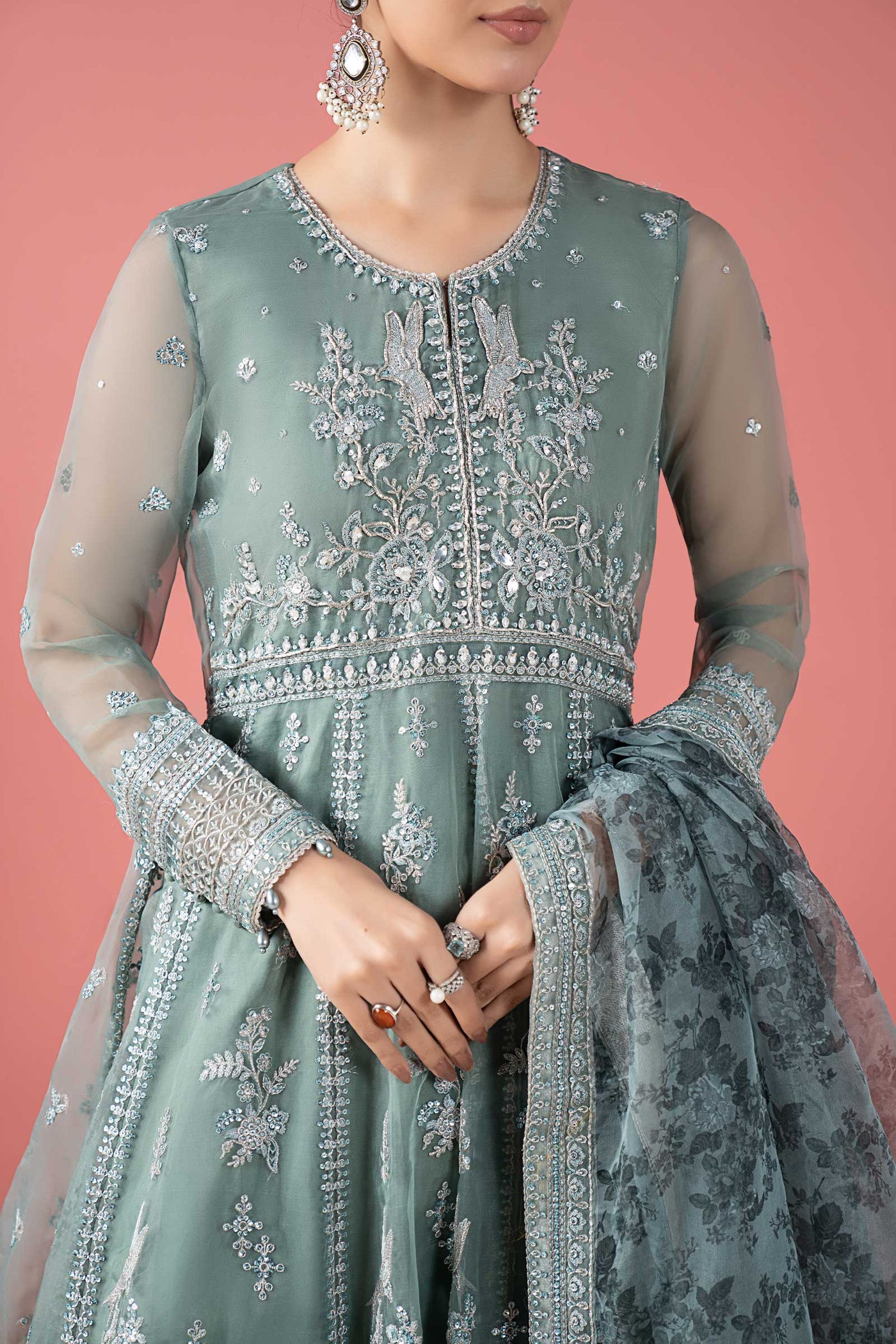 3 Piece Embroidered Organza Suit