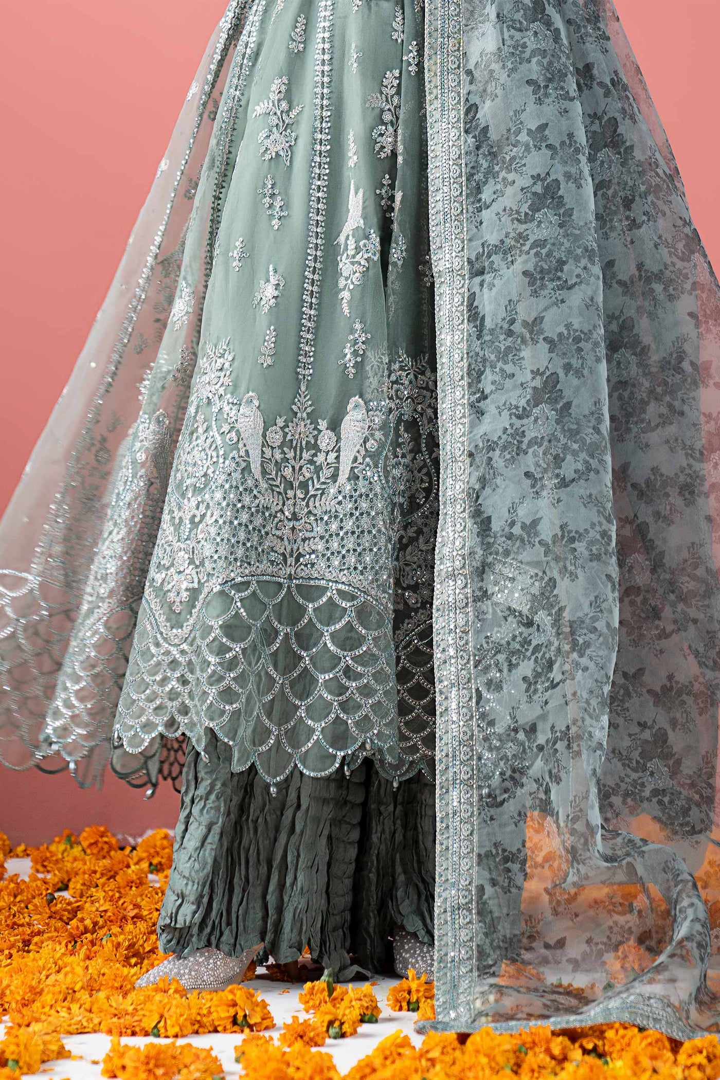 3 Piece Embroidered Organza Suit