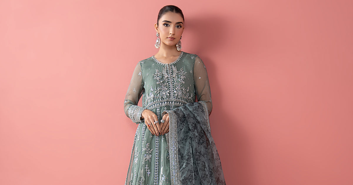 3 Piece Embroidered Organza Suit