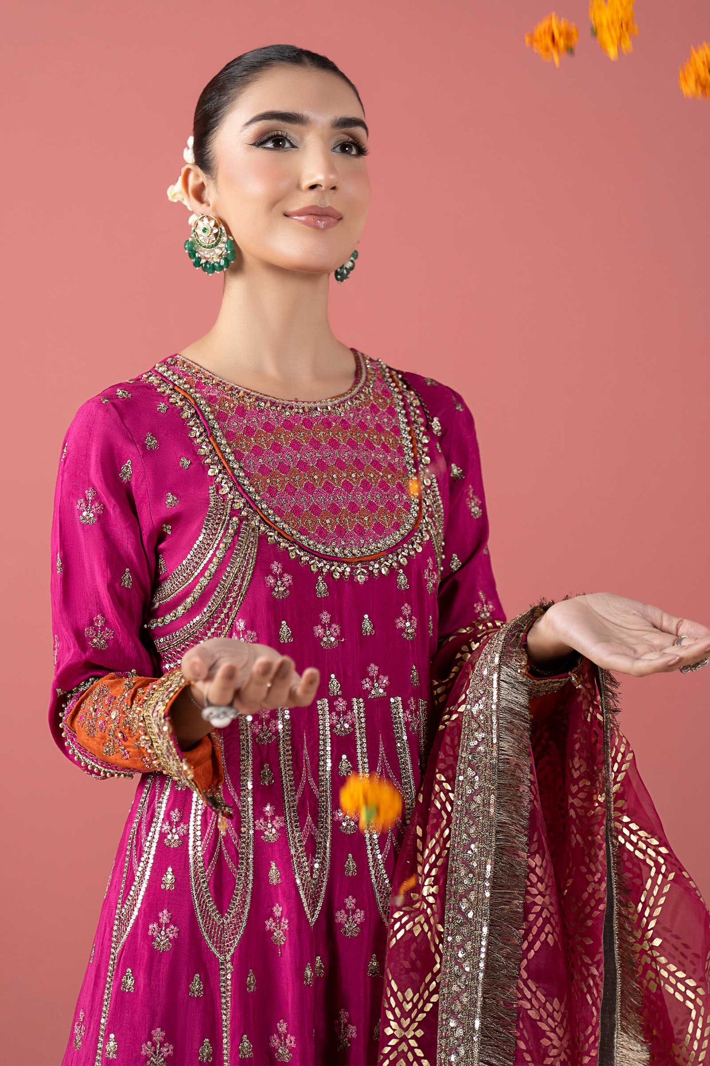 3 Piece Embroidered Raw Silk Suit