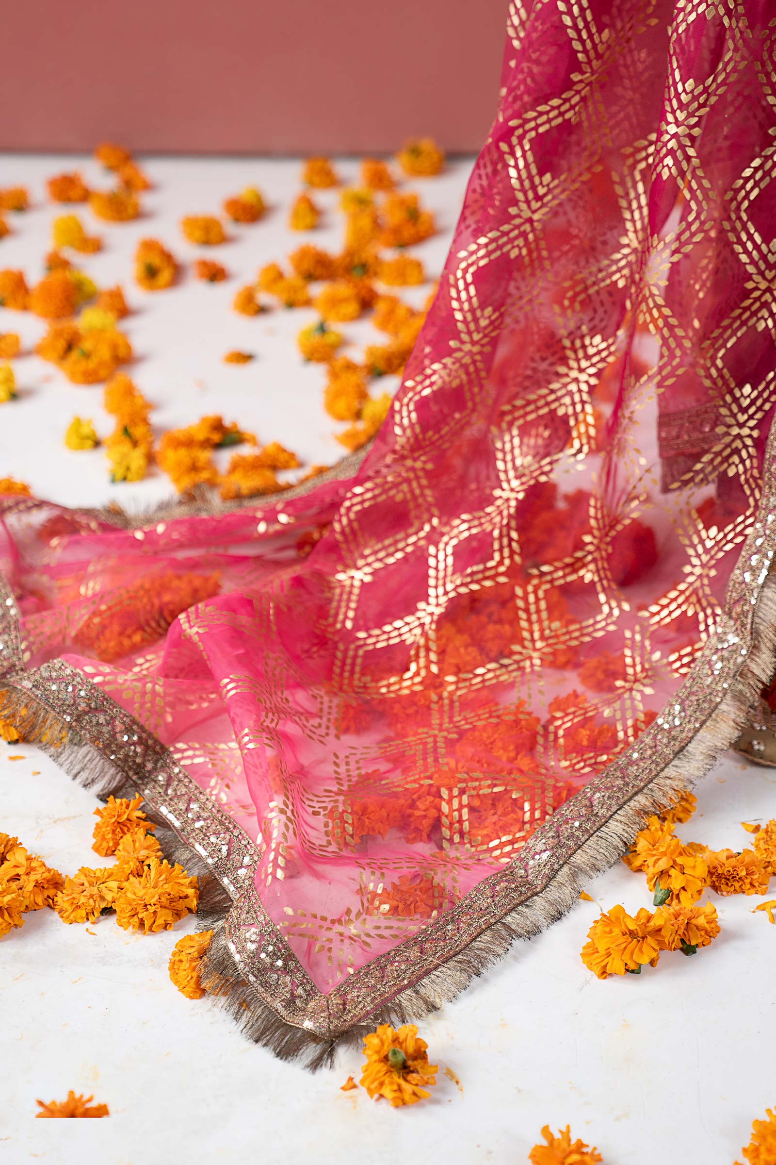 3 Piece Embroidered Raw Silk Suit