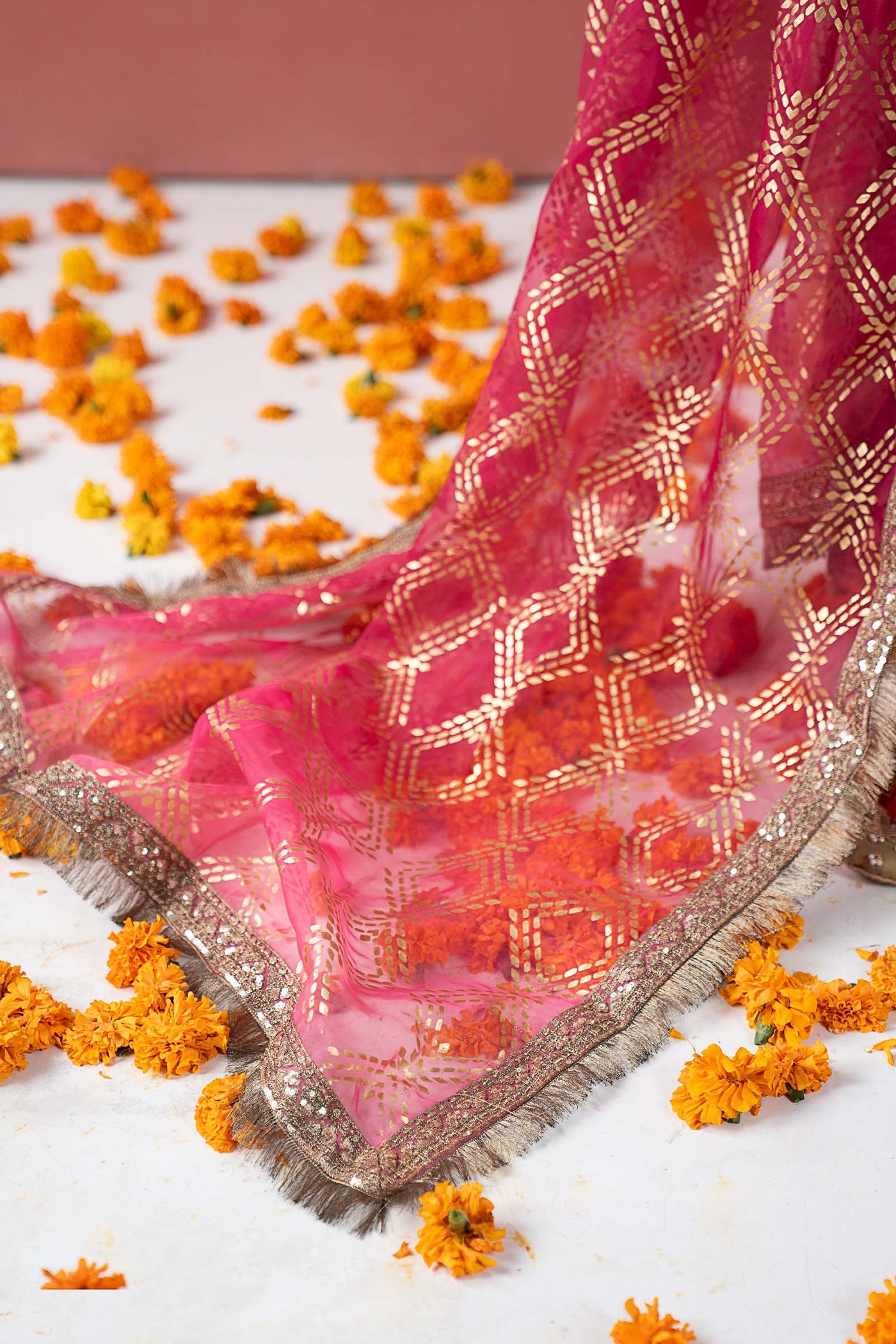 3 Piece Embroidered Raw Silk Suit