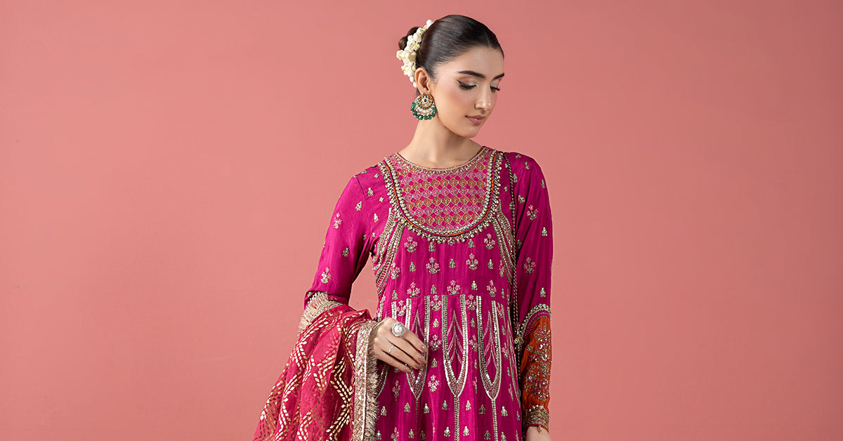 3 Piece Embroidered Raw Silk Suit