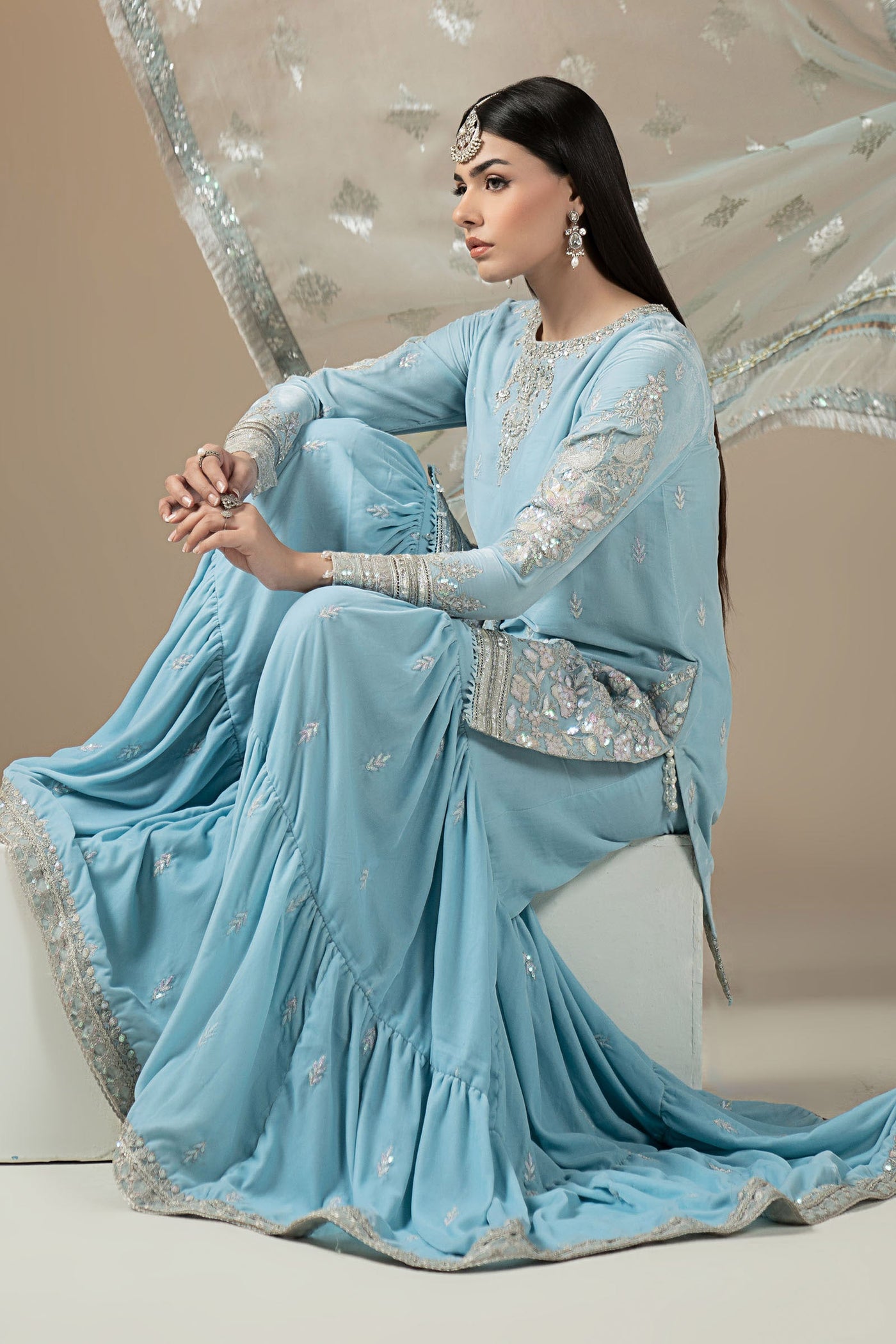 3 Piece Embroidered Velvet Suit