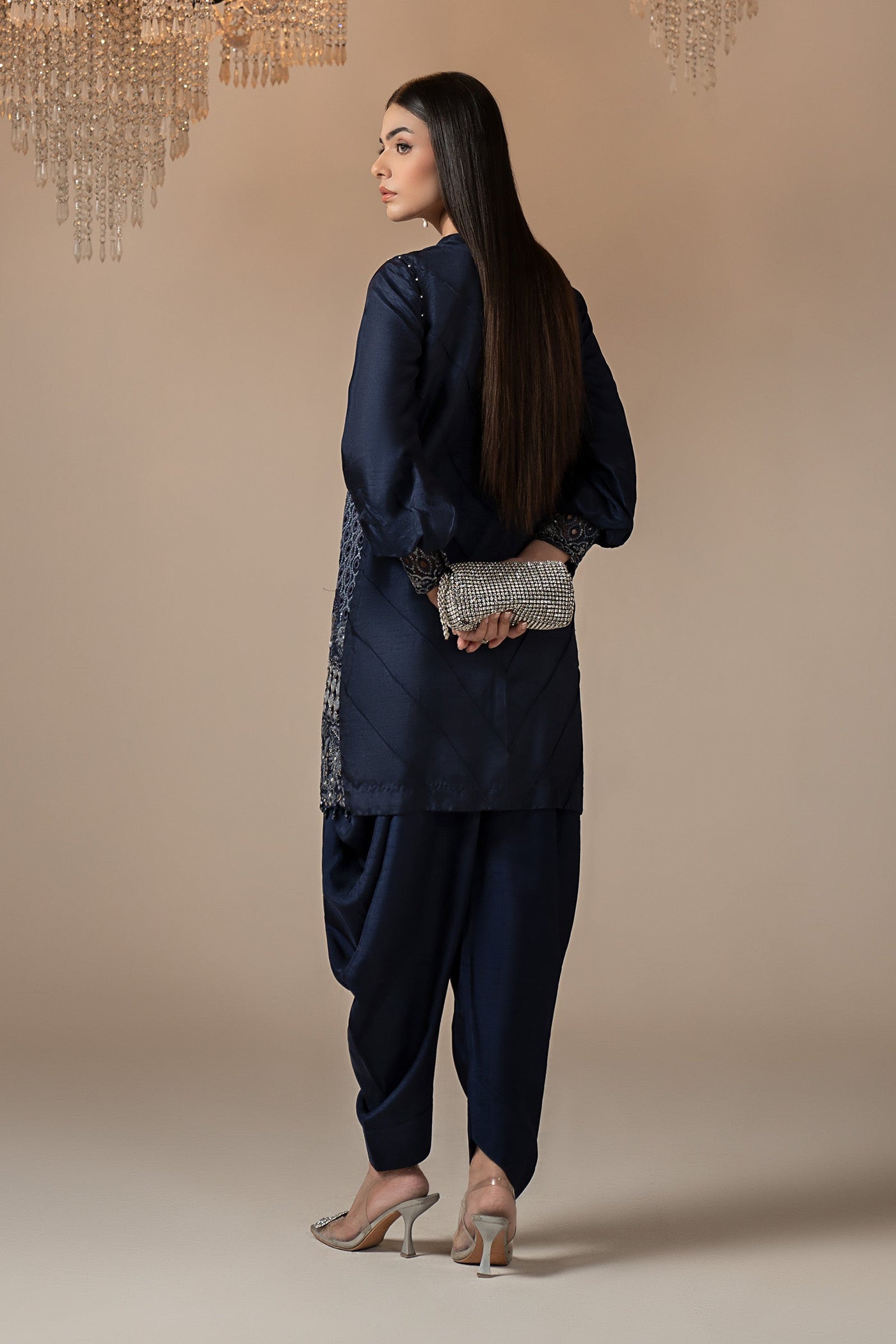 3 Piece Embroidered Raw Silk Suit