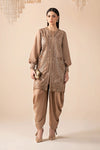 3 Piece Embroidered Raw Silk Suit