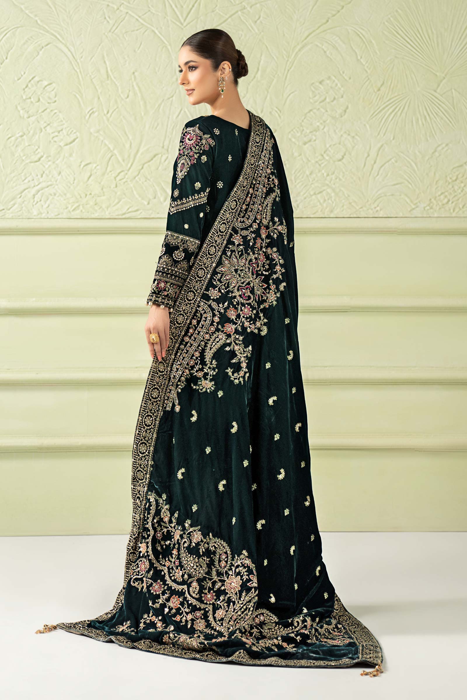 3 Piece Embroidered Velvet Suit