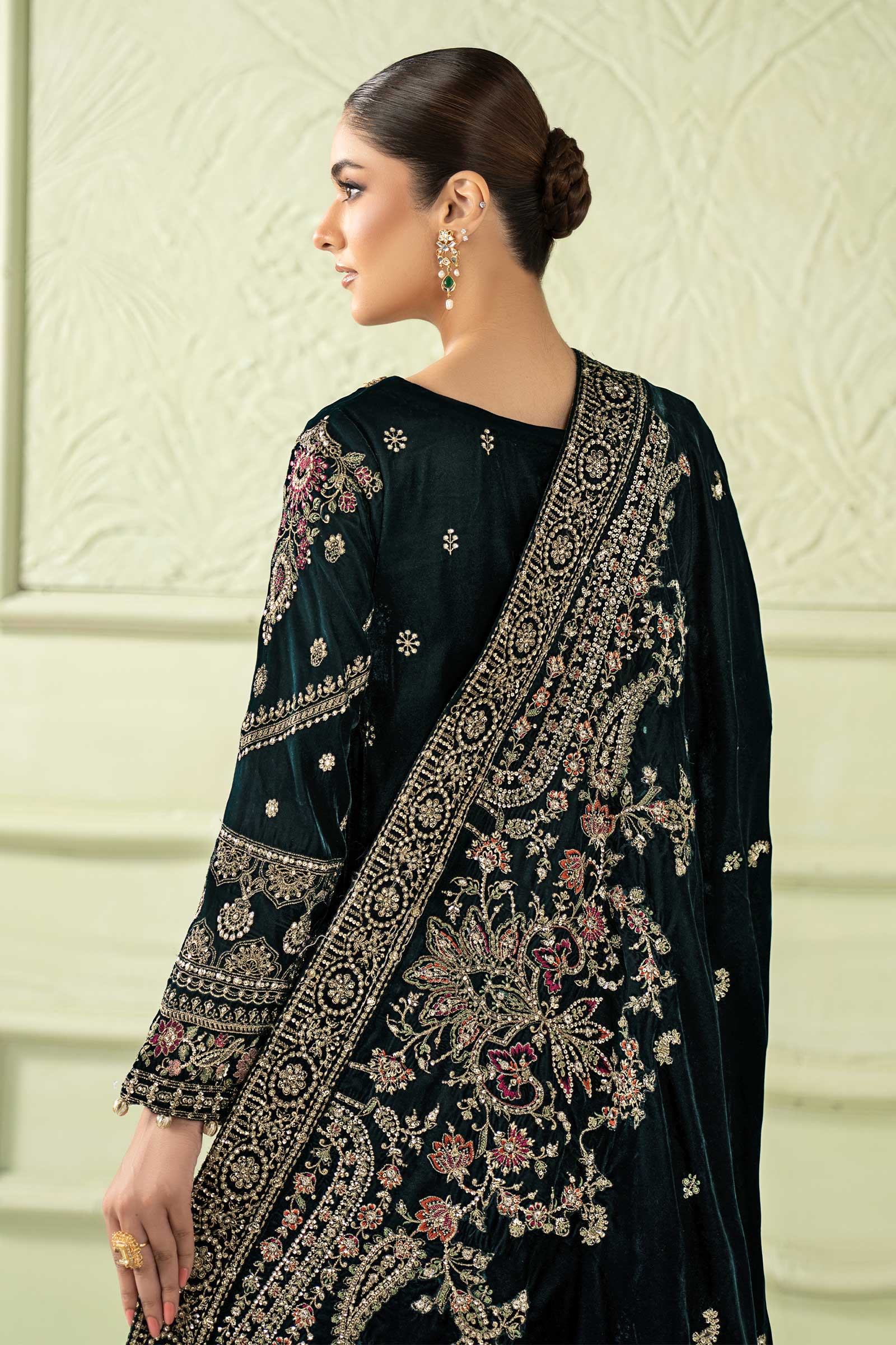 3 Piece Embroidered Velvet Suit