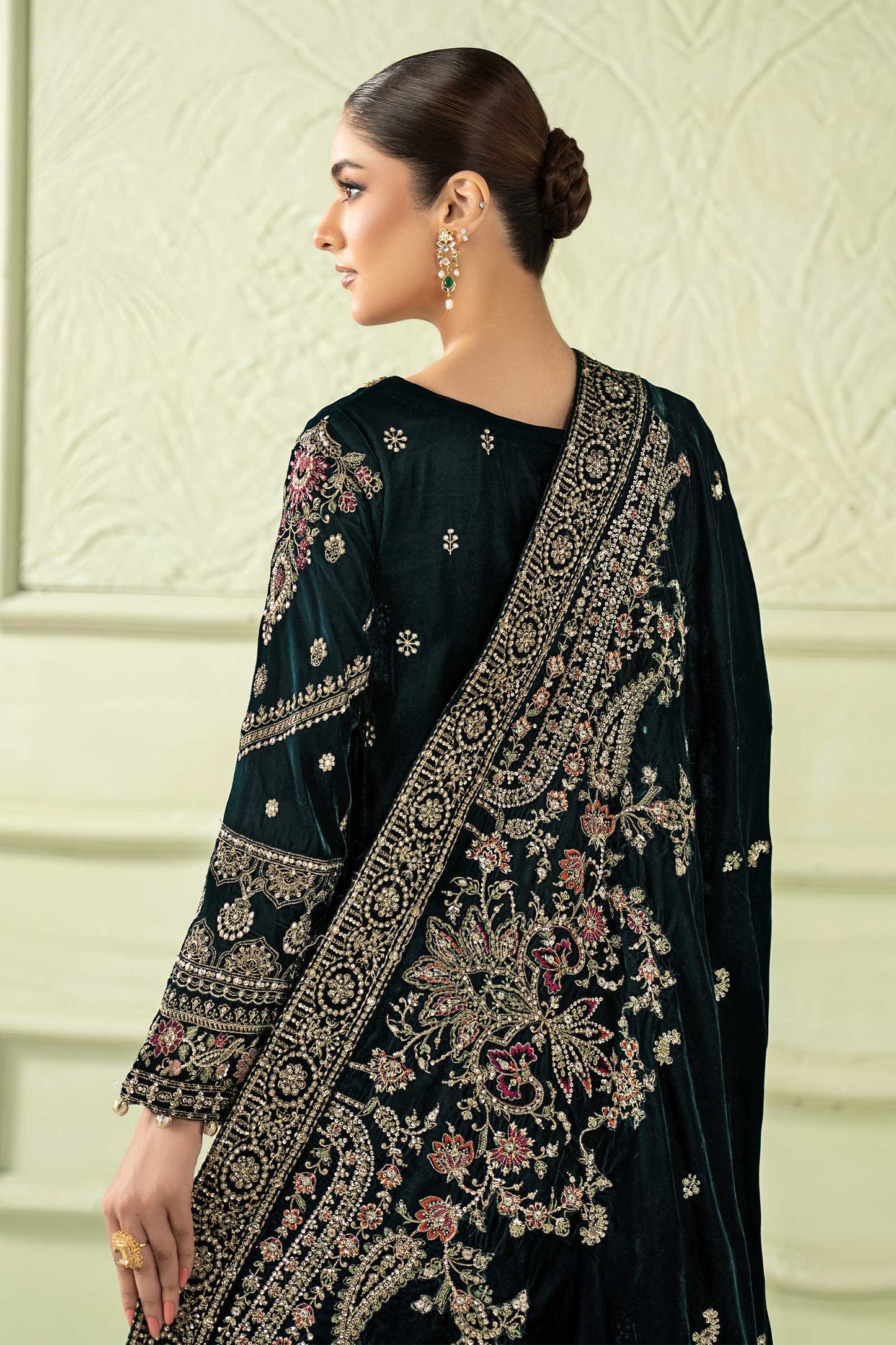 3 Piece Embroidered Velvet Suit