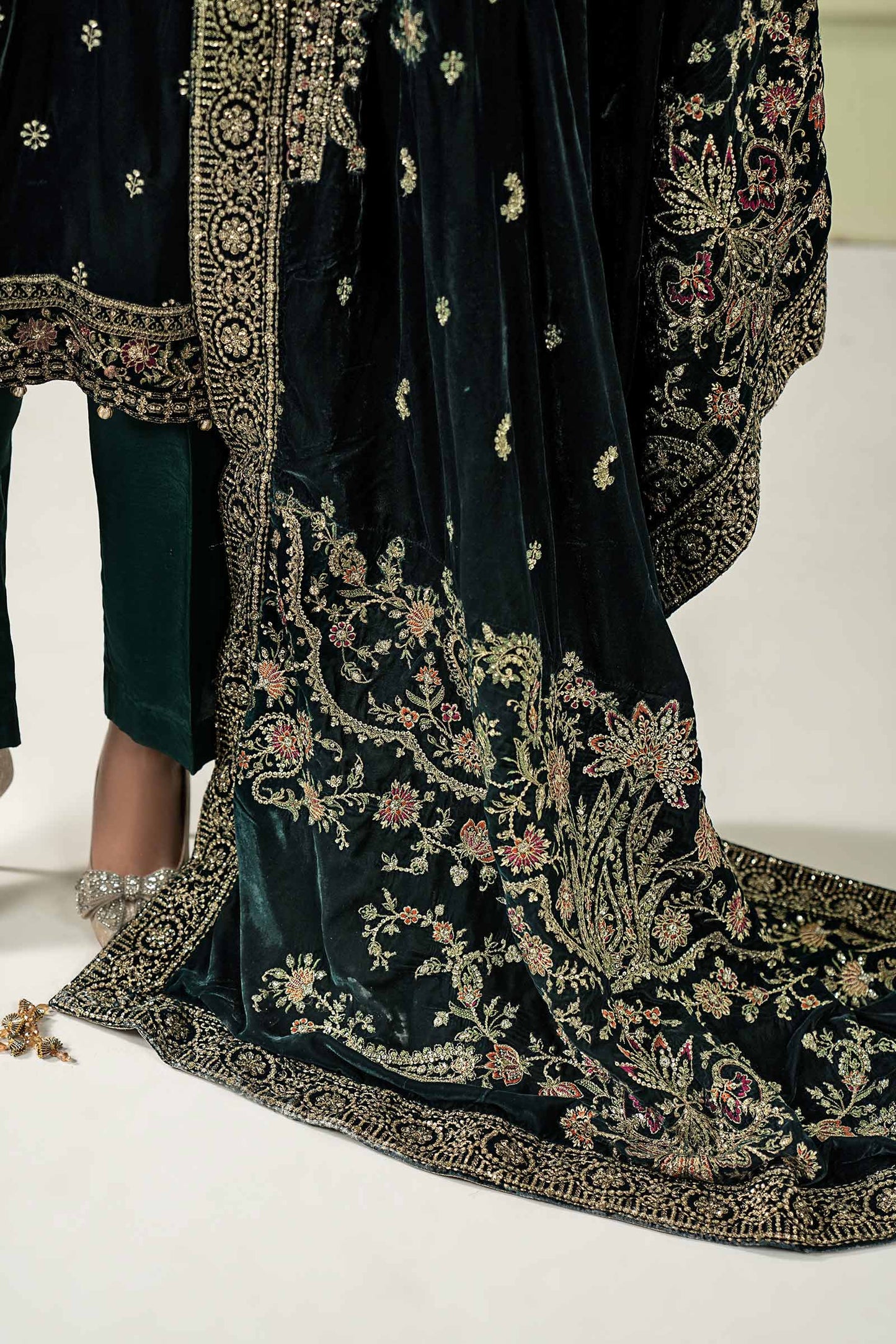 3 Piece Embroidered Velvet Suit