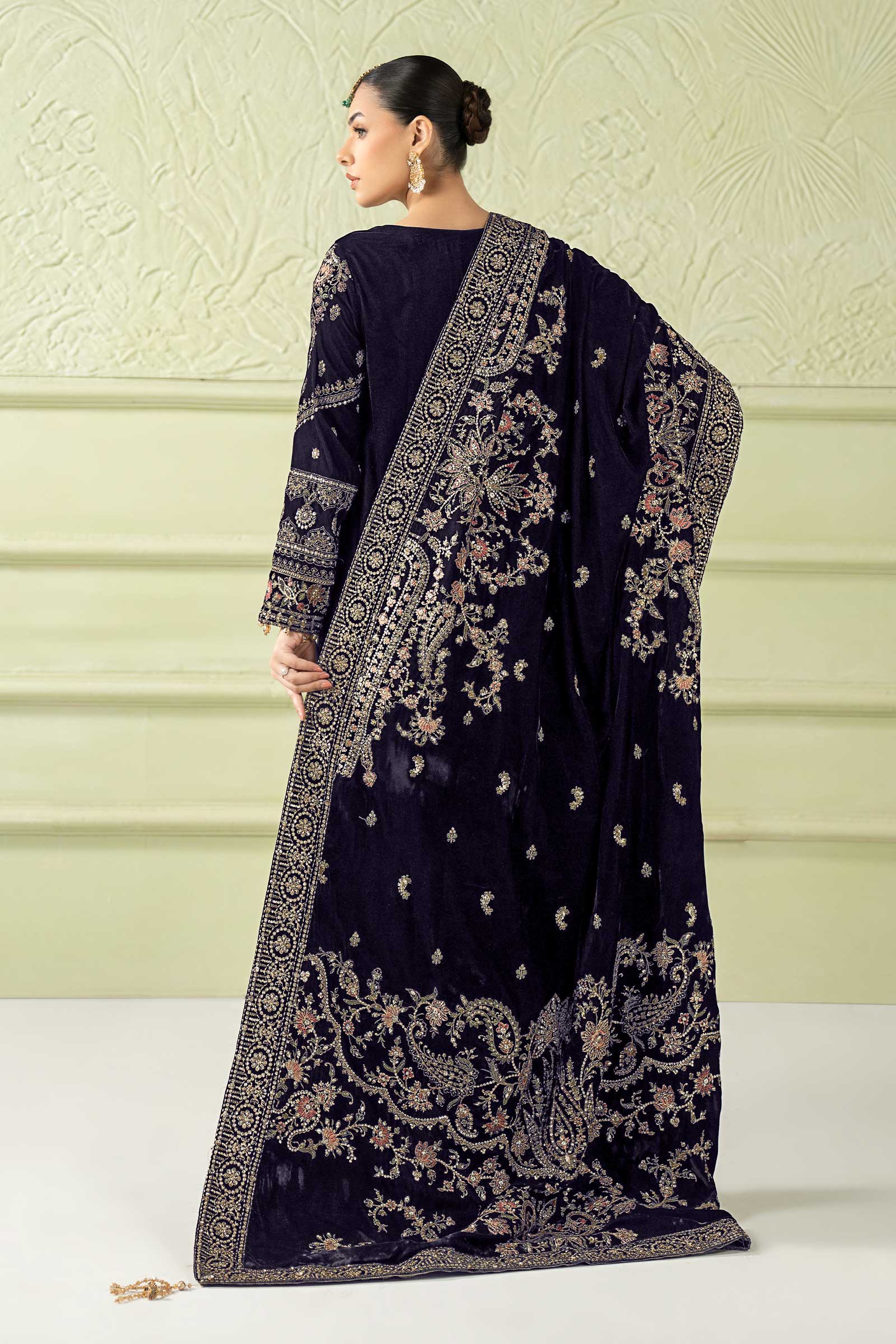 3 Piece Embroidered Velvet Suit