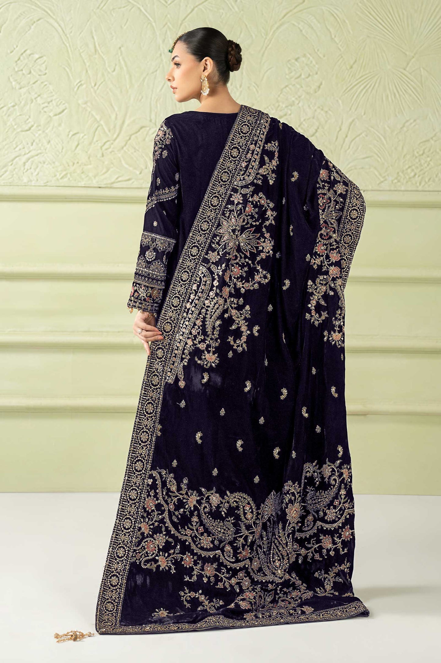 3 Piece Embroidered Velvet Suit