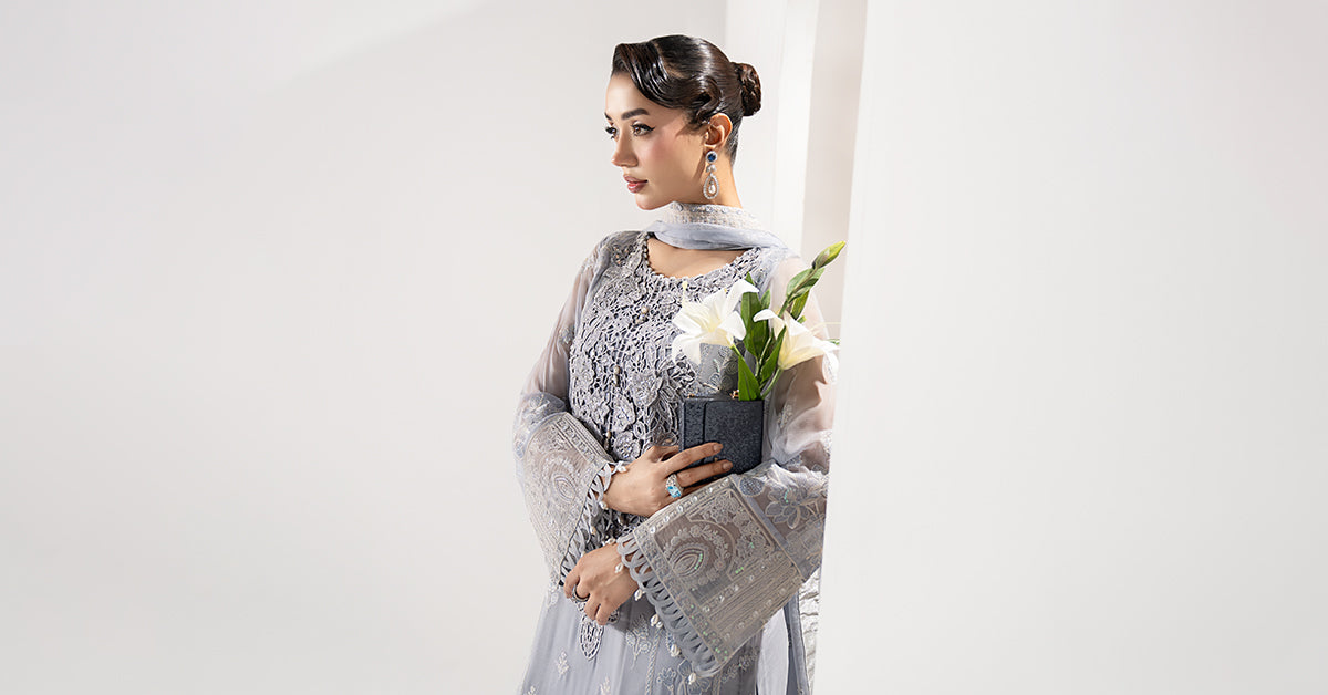 3 Piece Embroidered Chiffon Suit