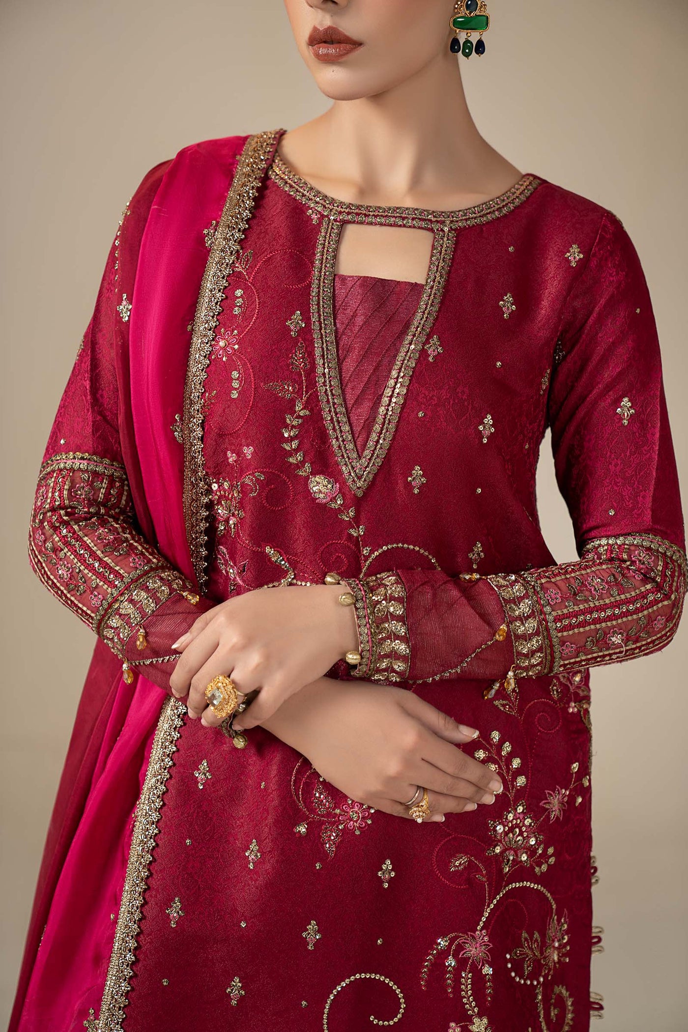 3 Piece Embroidered Jacquard Suit