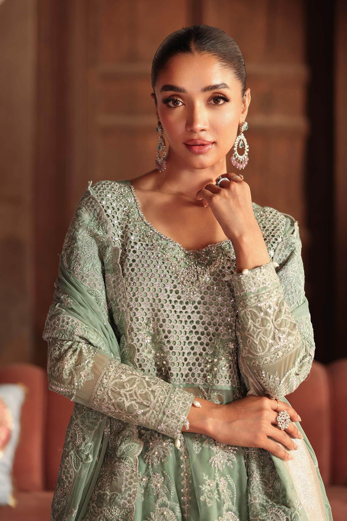 3 Piece Embroidered Net Suit