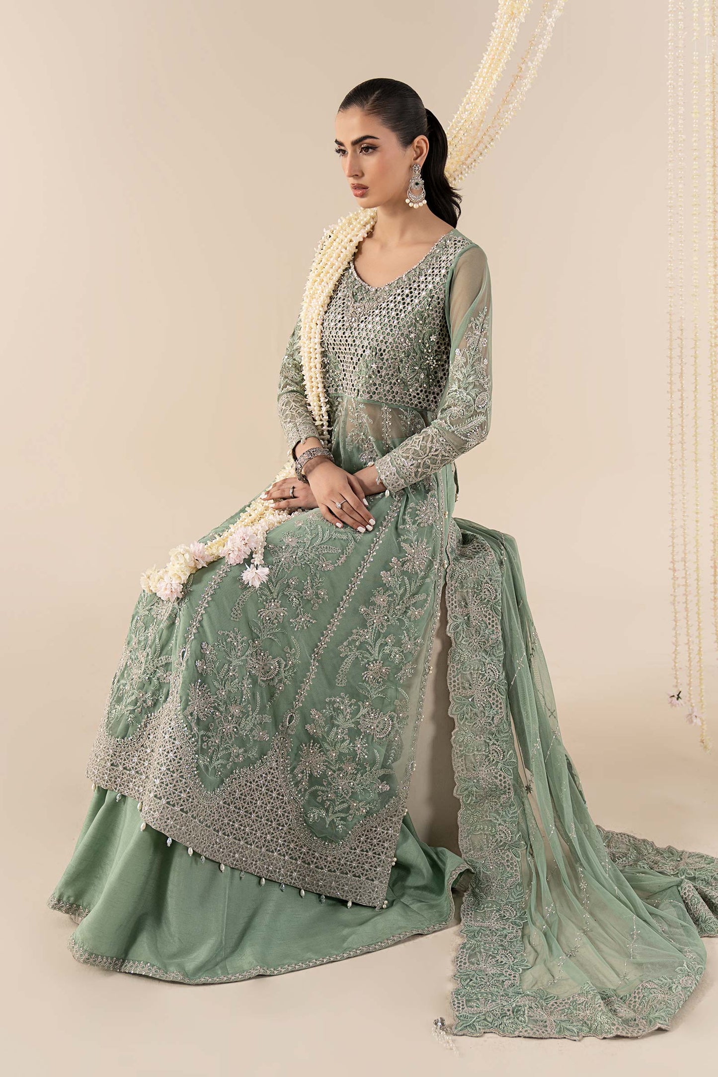3 Piece Embroidered Net Suit