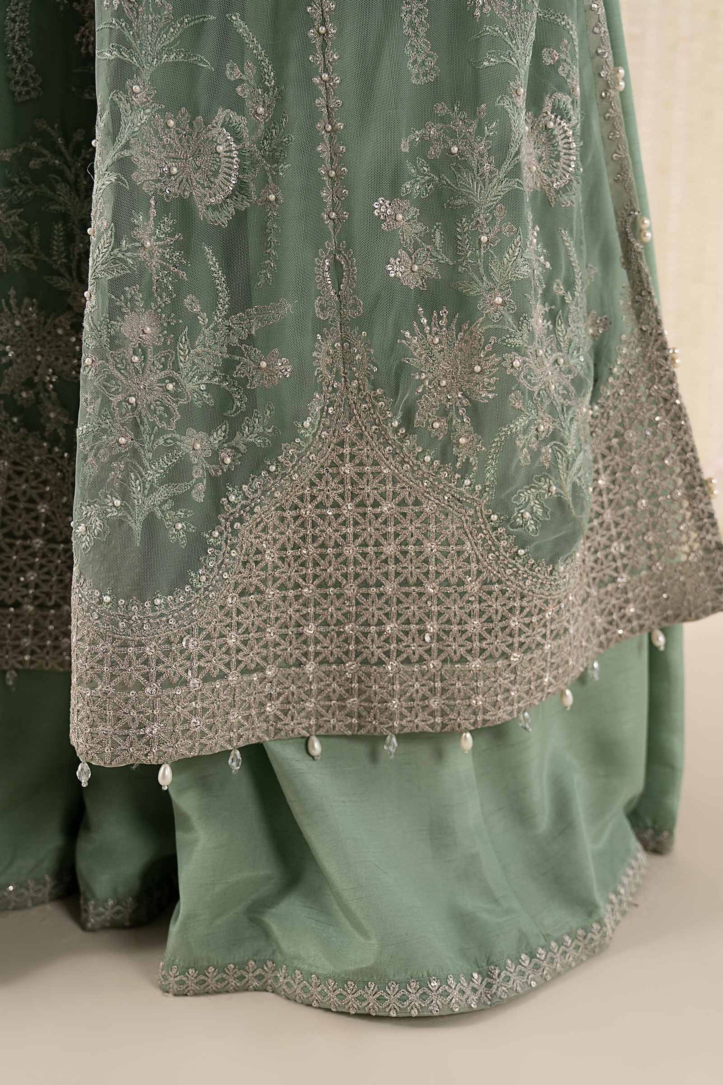 3 Piece Embroidered Net Suit