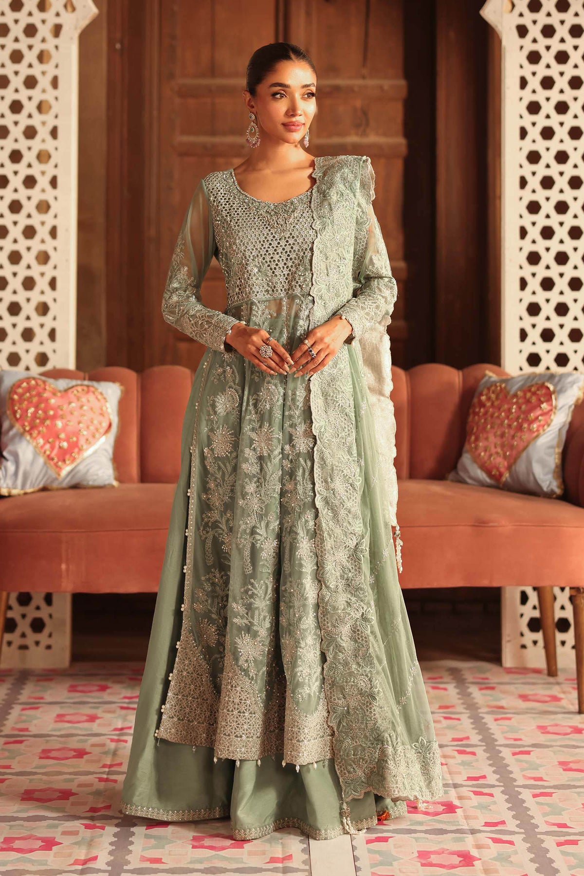 3 Piece Embroidered Net Suit