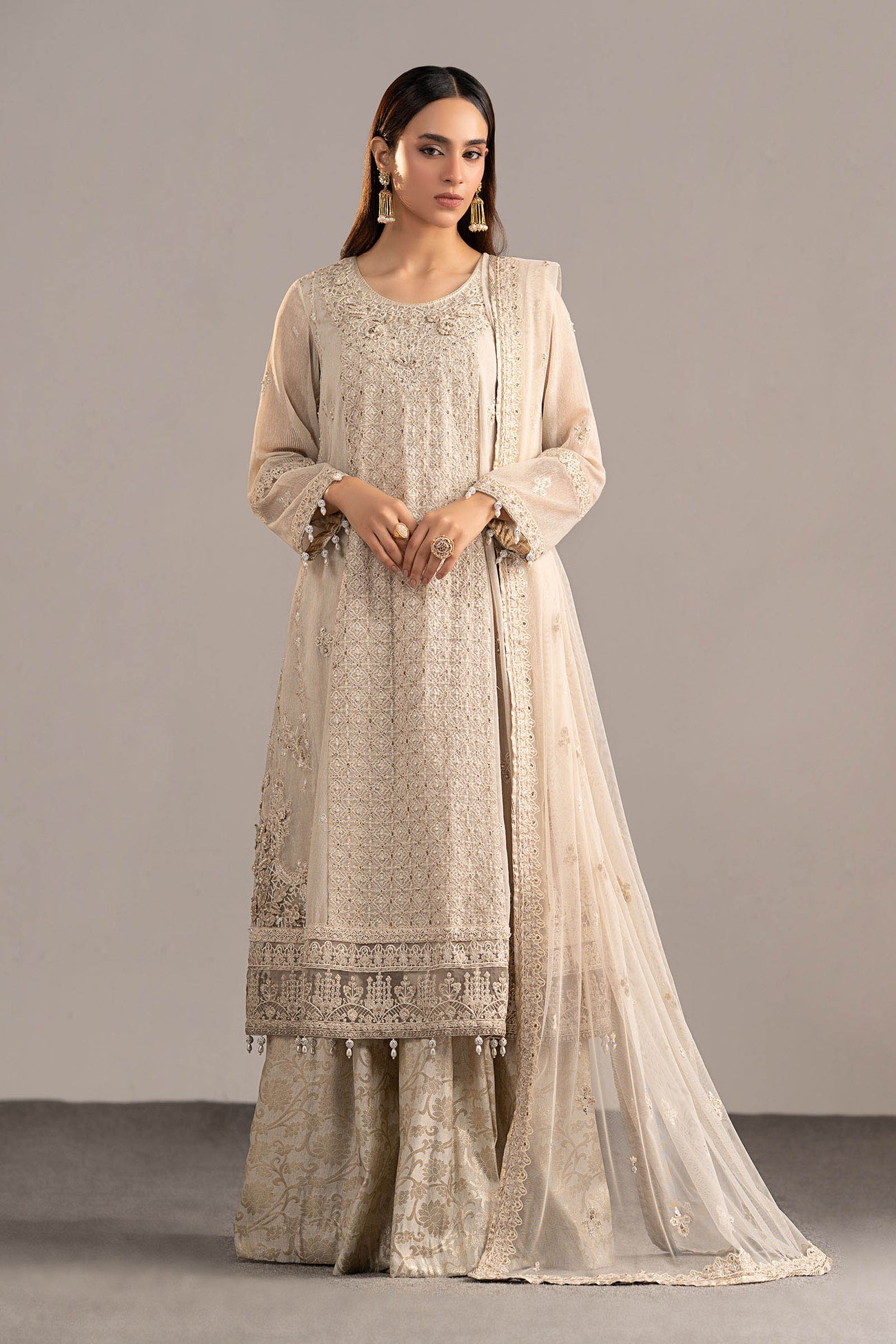 3 Piece Embroidered Cotton Net Suit