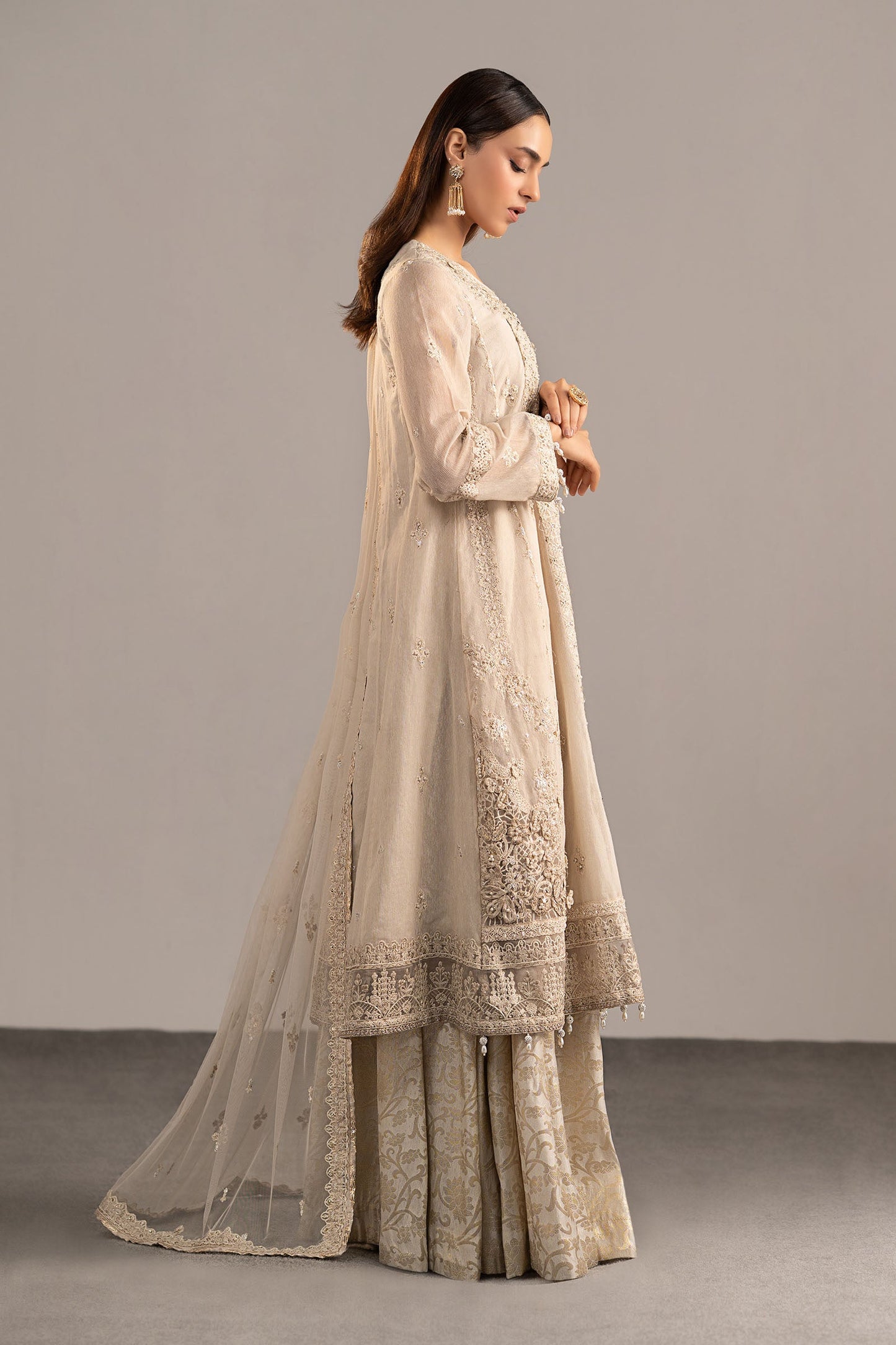 3 Piece Embroidered Cotton Net Suit