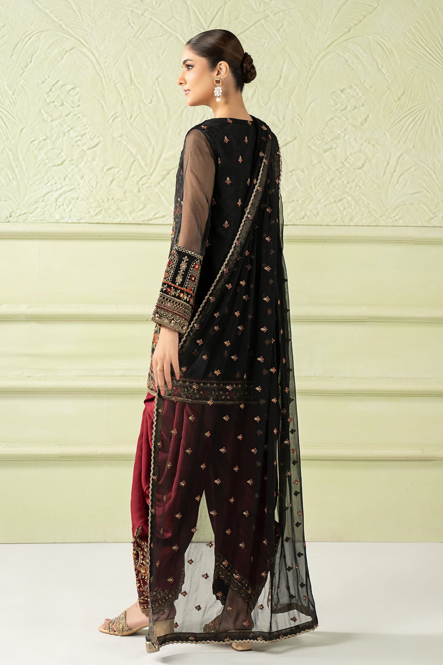 3 Piece Embroidered Organza Suit