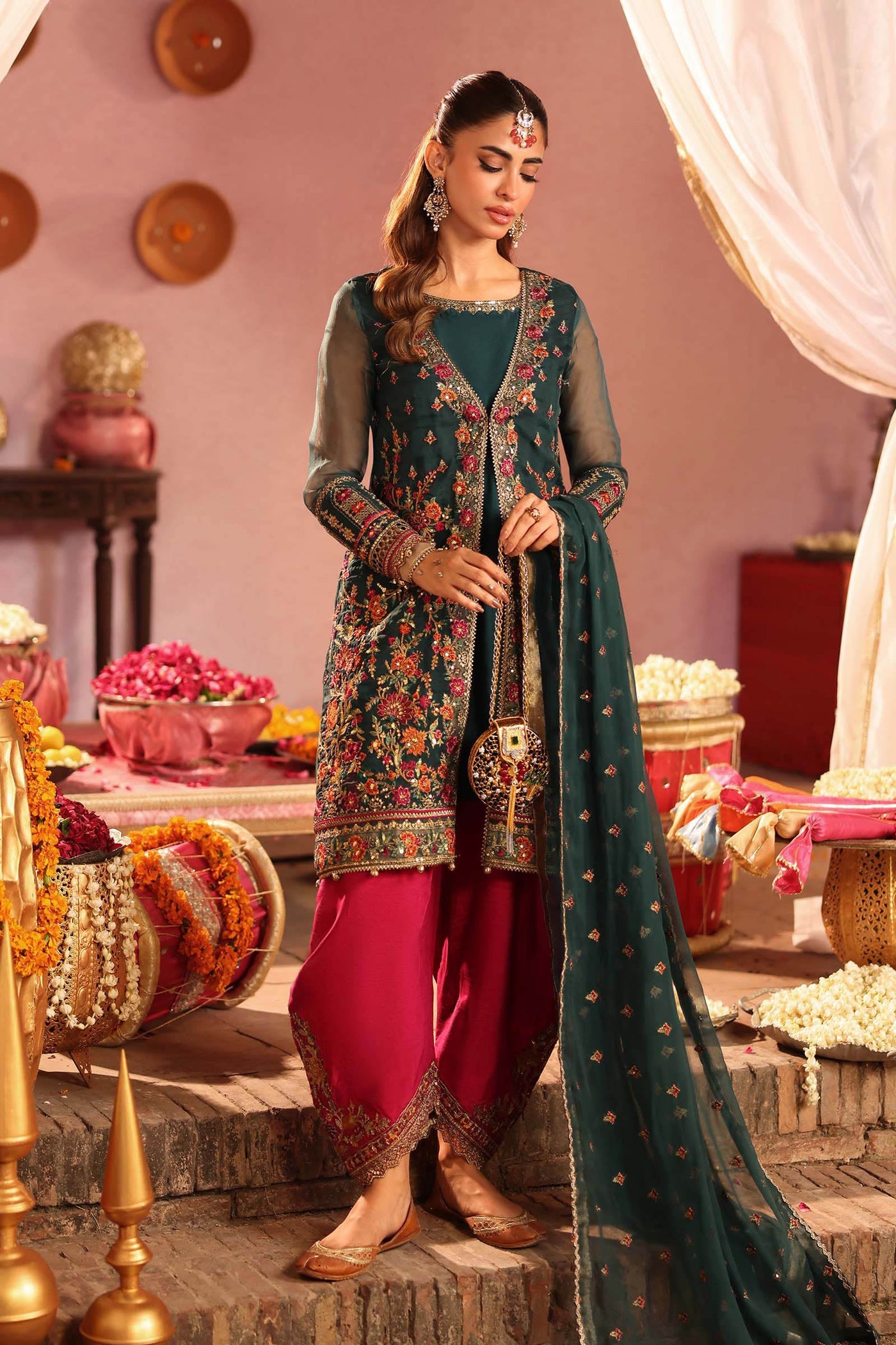 3 Piece Embroidered Organza Suit
