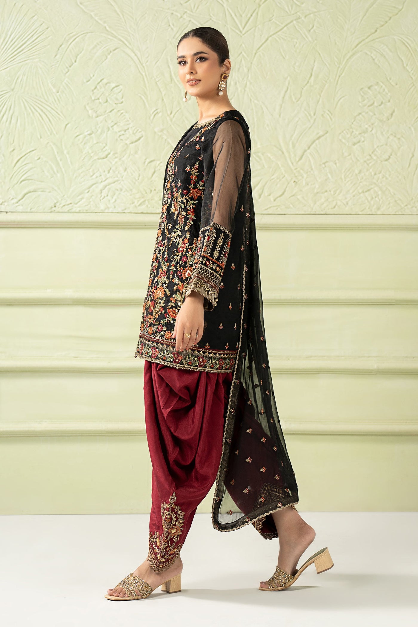 3 Piece Embroidered Organza Suit