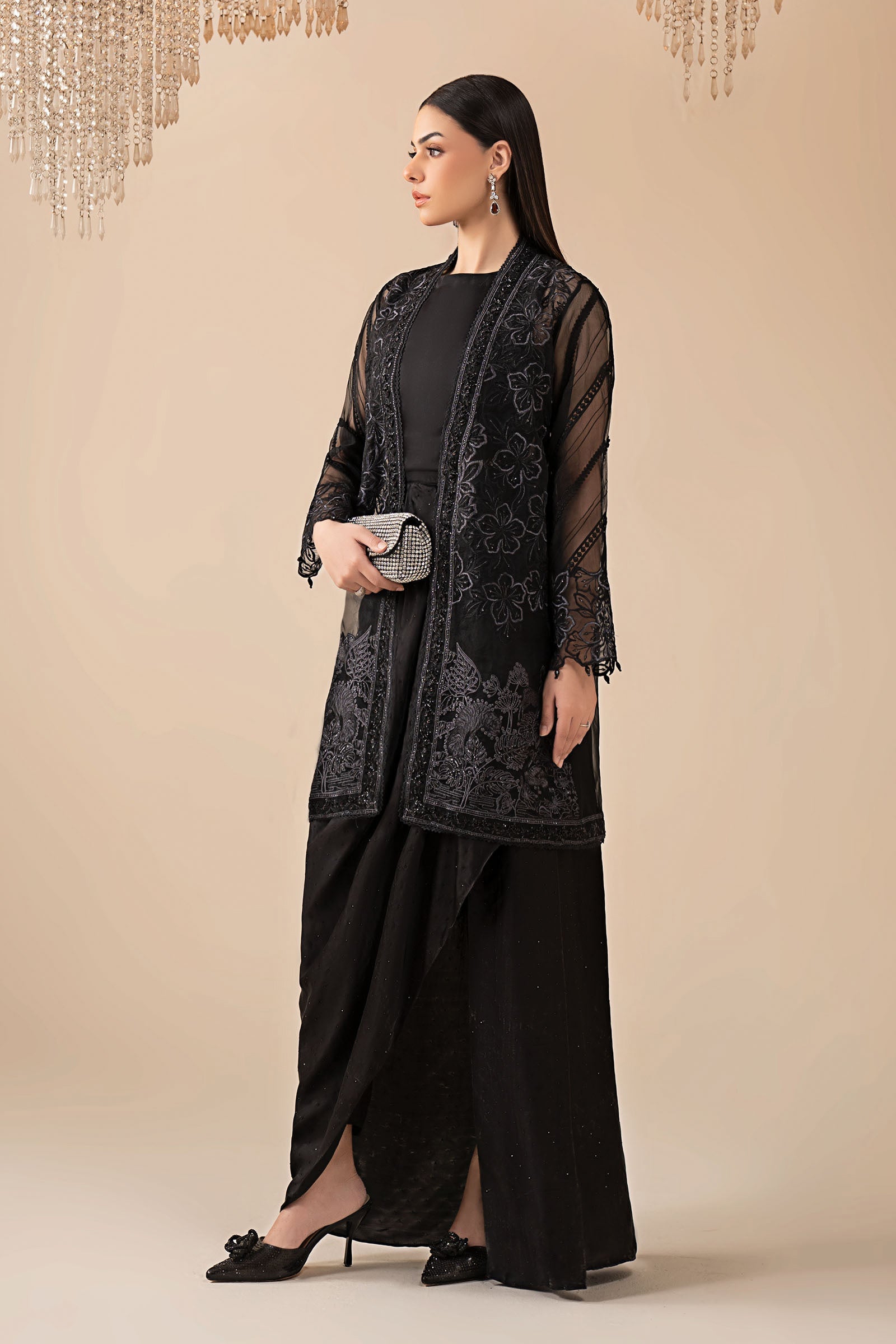 4 Piece Embroidered Organza Suit