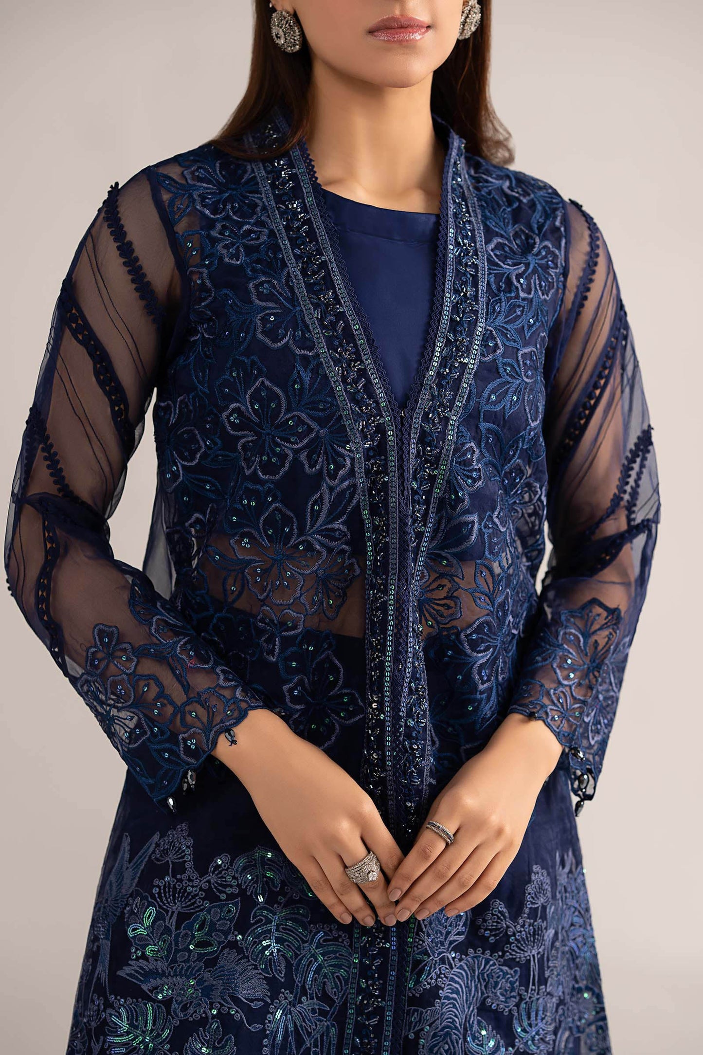 4 Piece Embroidered Organza Suit