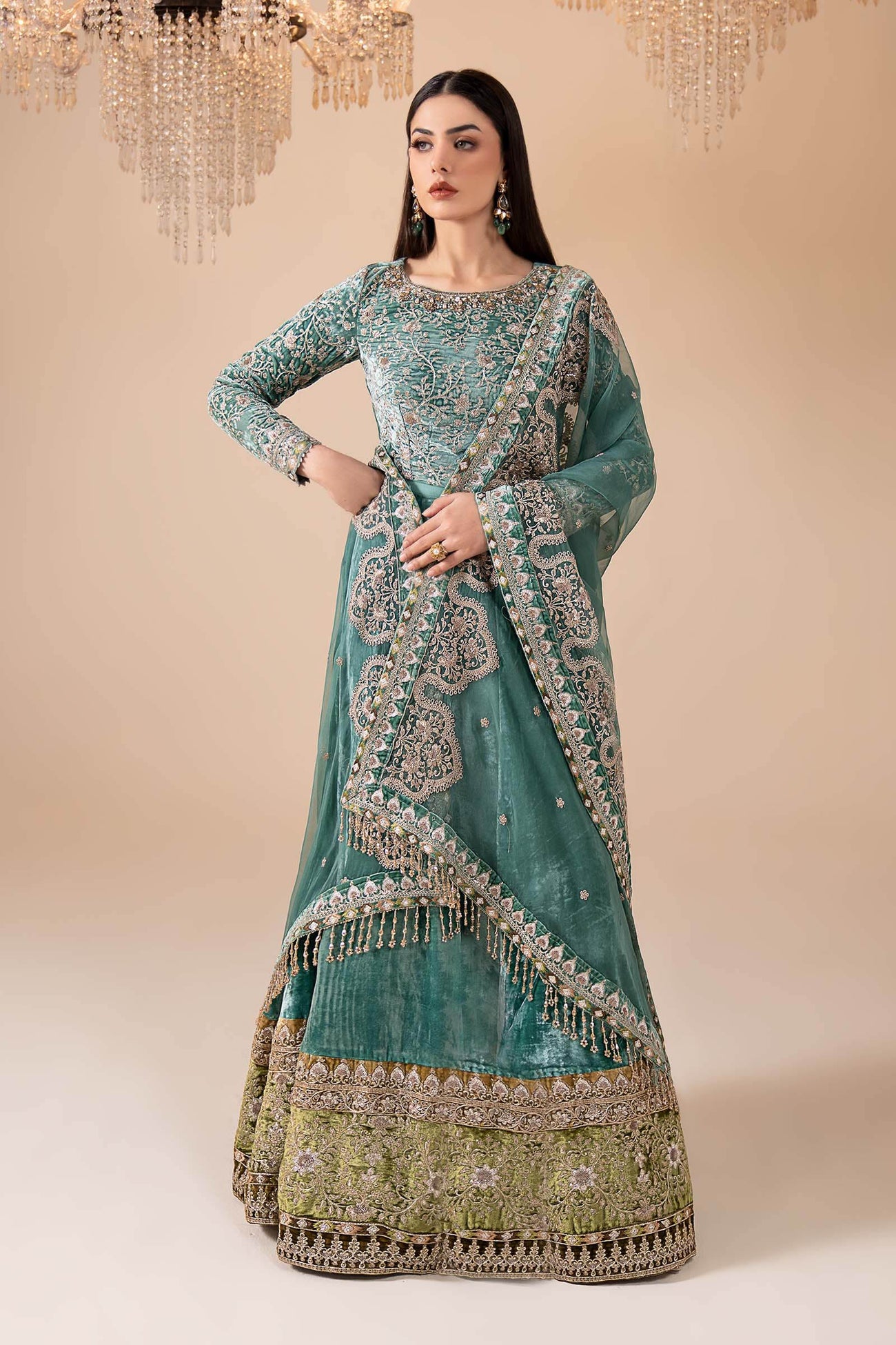 3 Piece Embroidered Velvet Suit